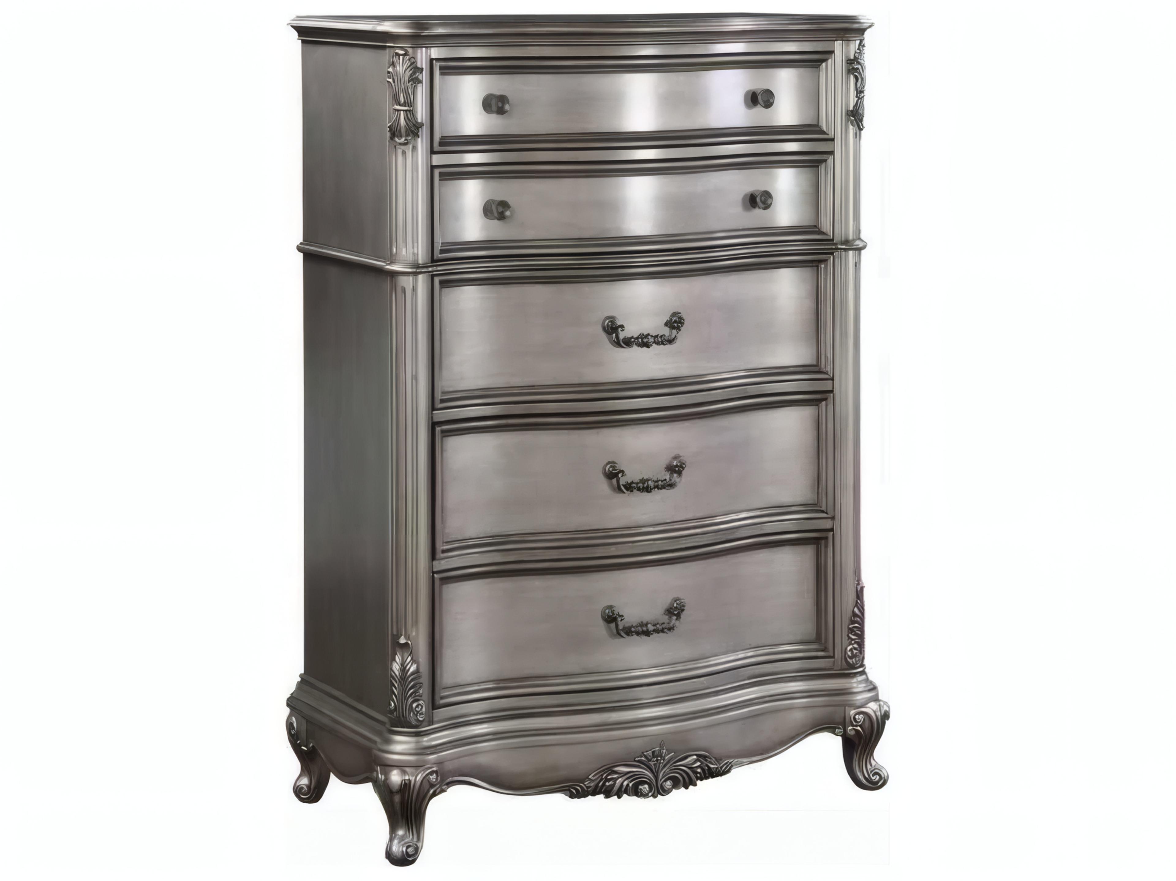 Acme Furniture Ariadne Antique Platinum Silver Poplar Wood Accent Chest