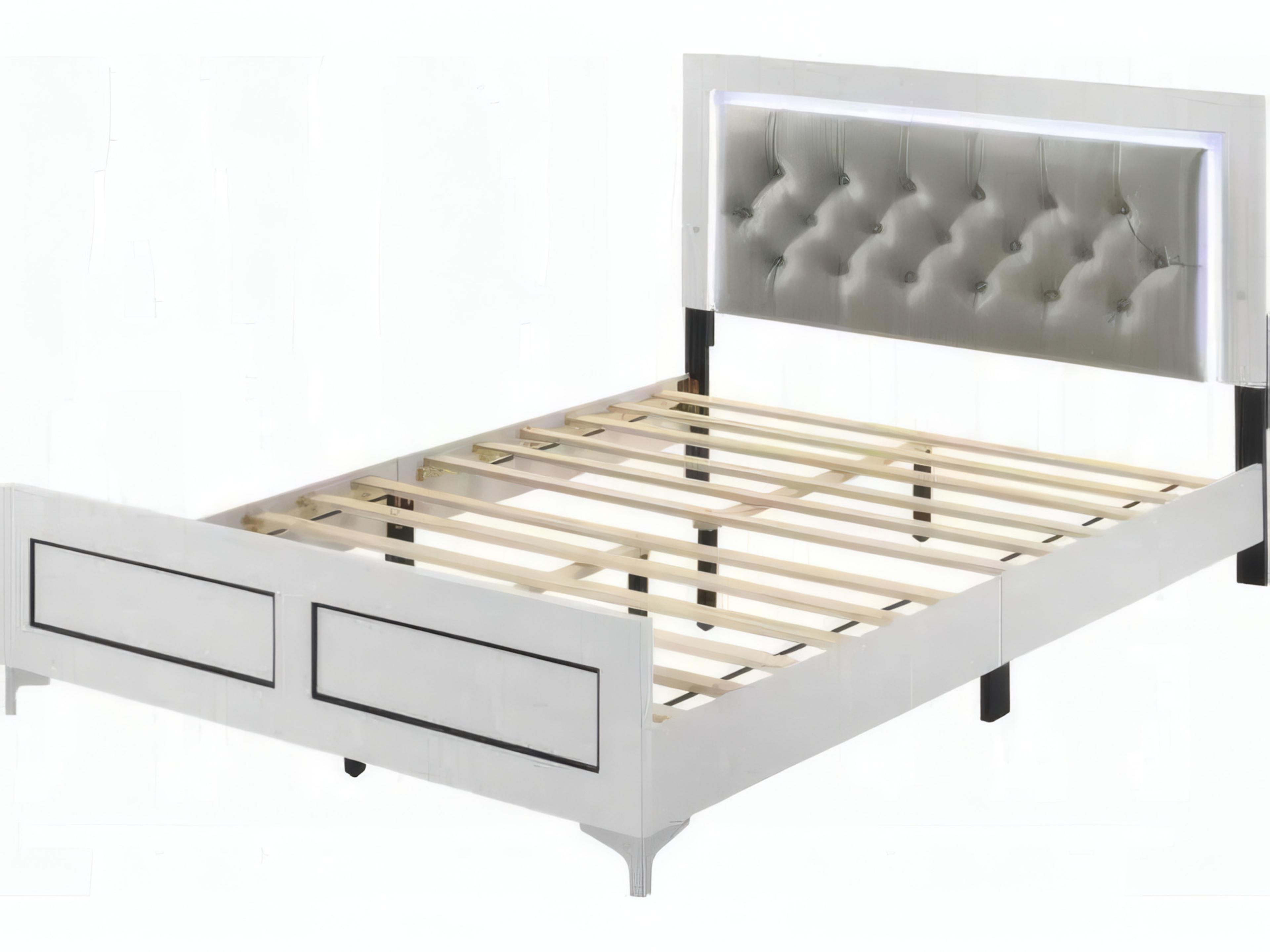 Acme Furniture Casilda Gray Synthetic Leather White Poplar Wood King Panel Bed