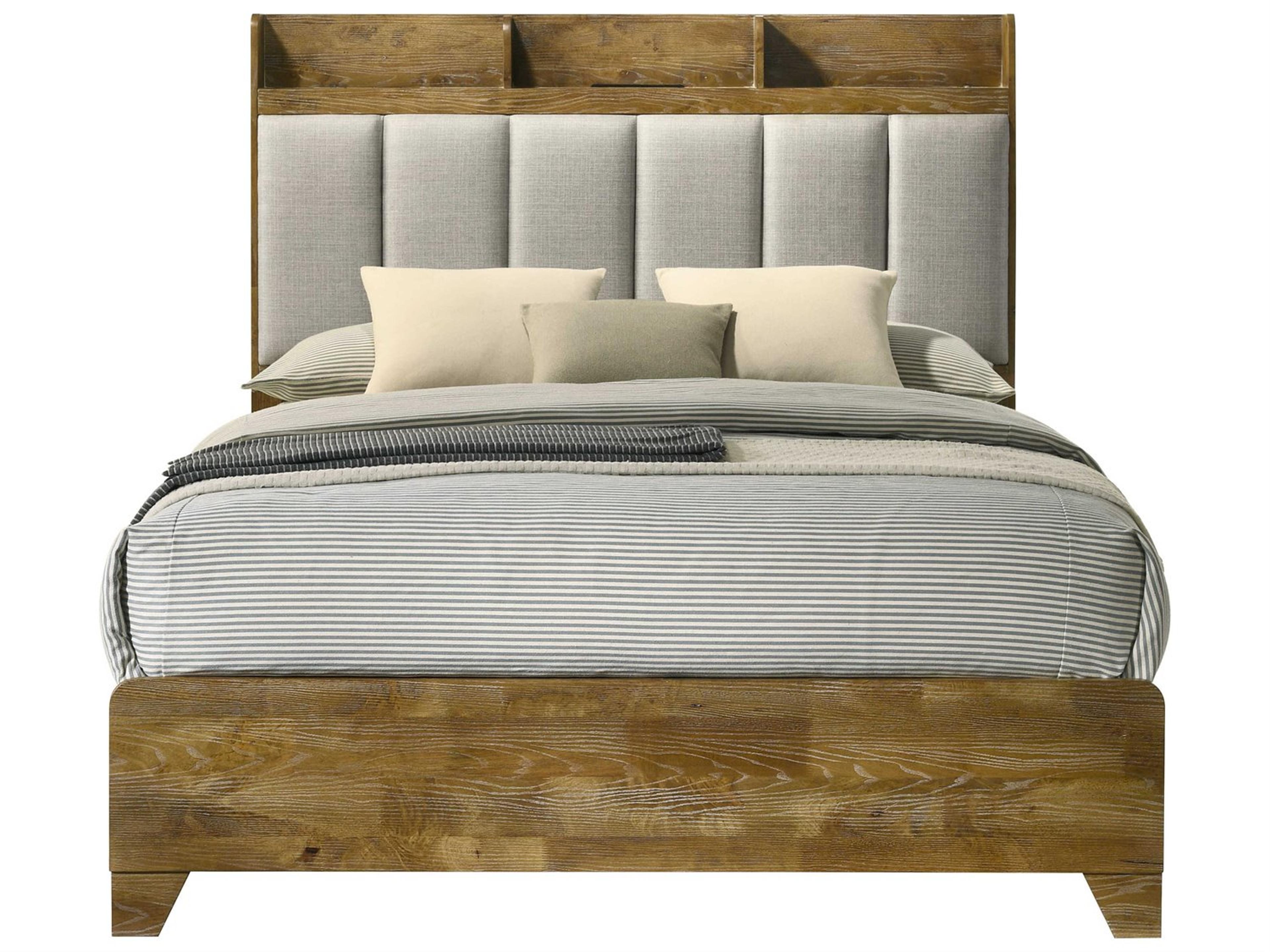 Garcia Light Aspen Brown Rubberwood Wood Queen Platform Bed