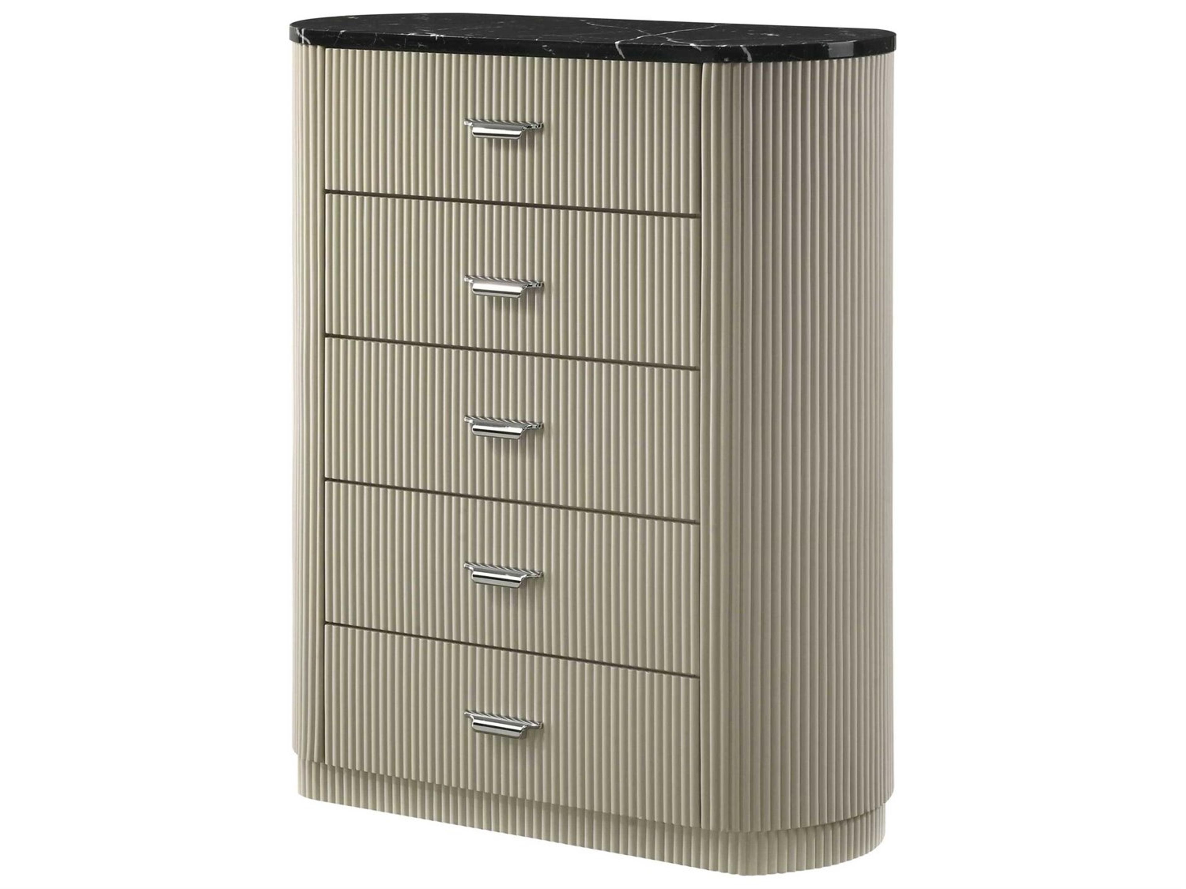 Acme Furniture Travonte Gray Linen Beige Rubberwood Accent Chest
