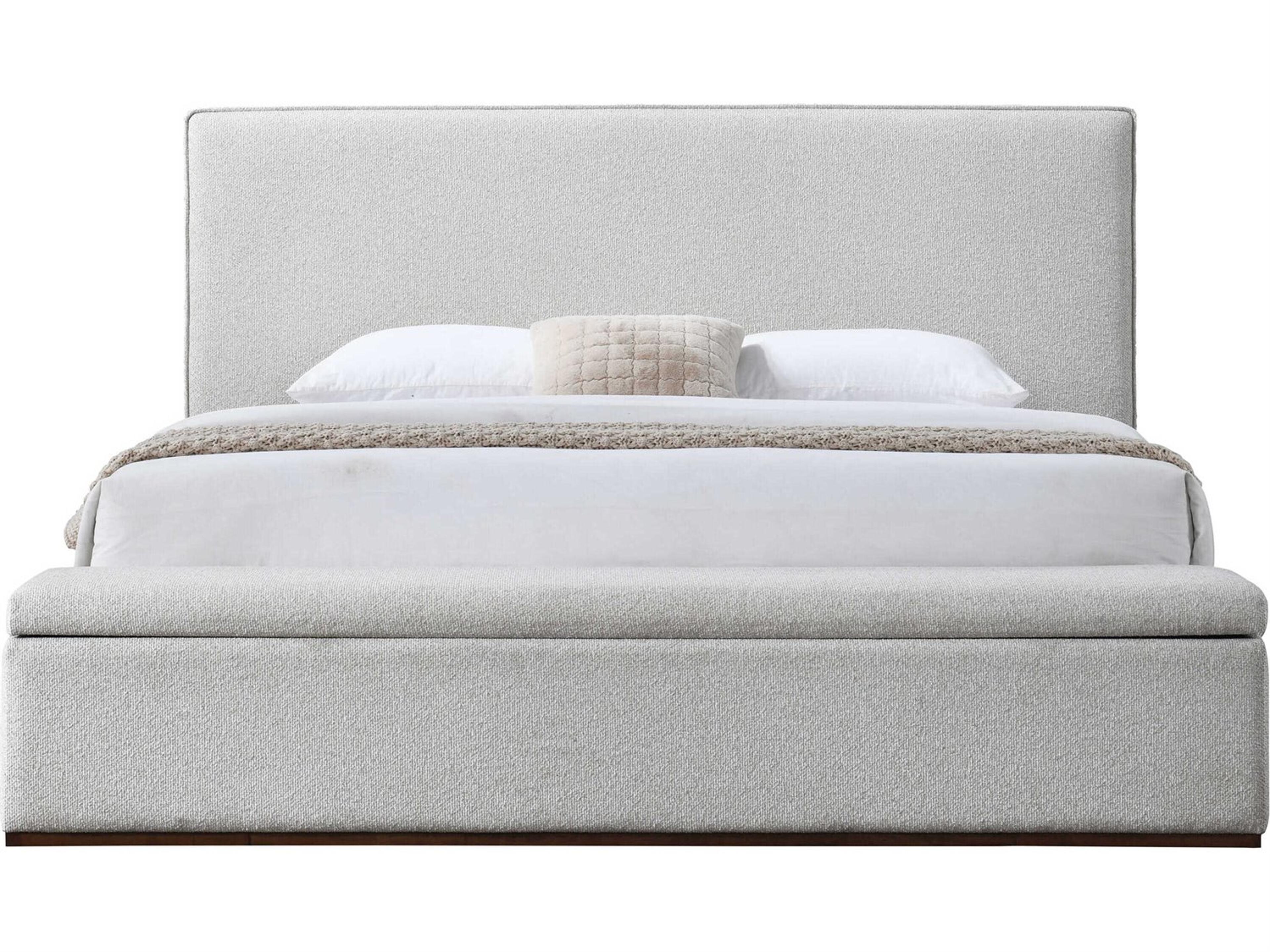 Acme Furniture Boxter Gray Linen Rubberwood Upholstered King Platform Bed