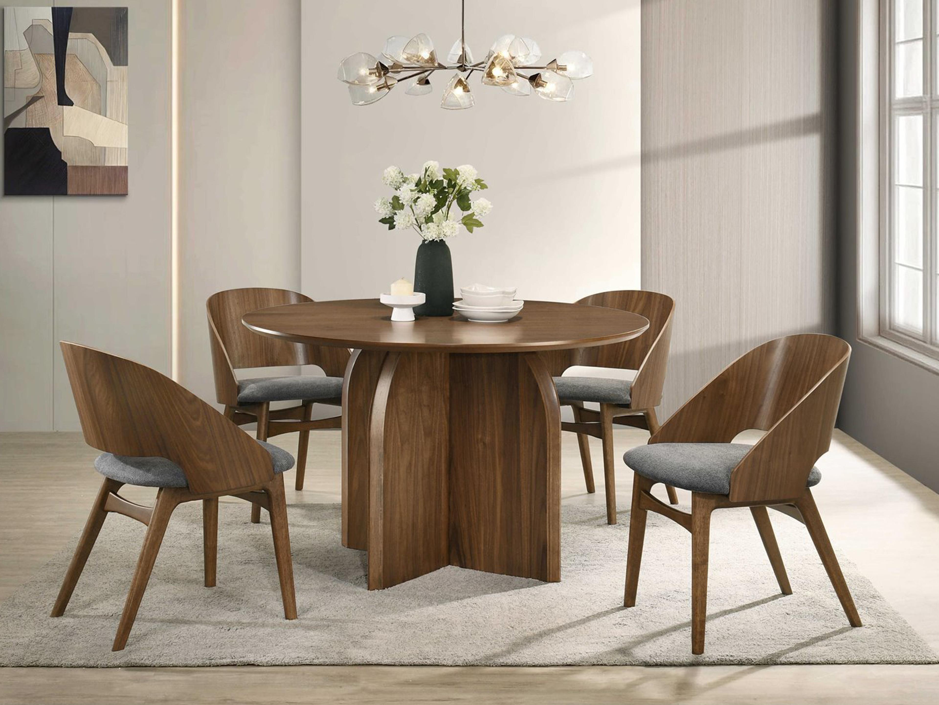 Acme Furniture Delmon Walnut Wood Dining Room Set