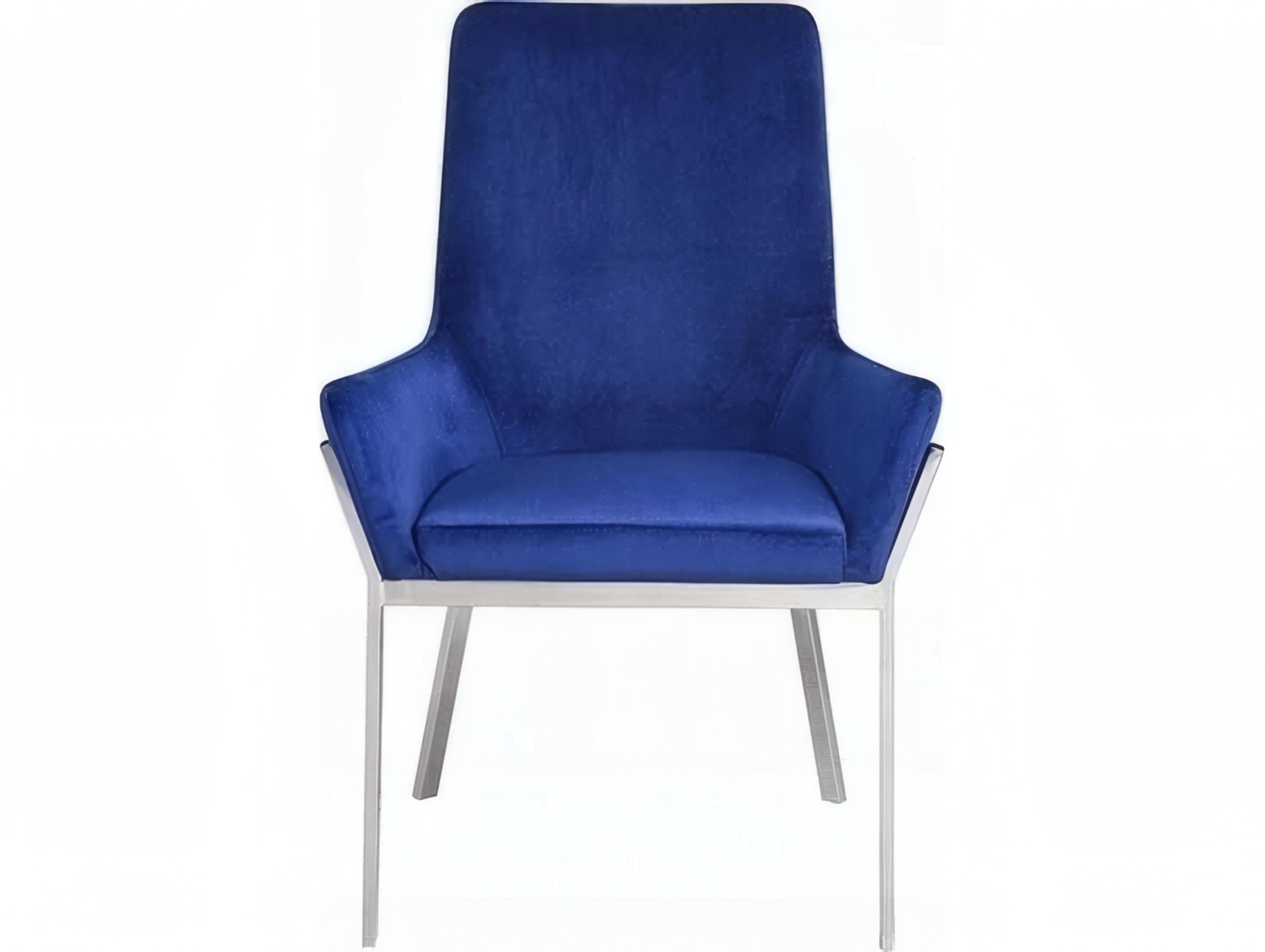 Acme Furniture Plywood Blue Velvet Upholstered Arm Dining Chair Set of 2