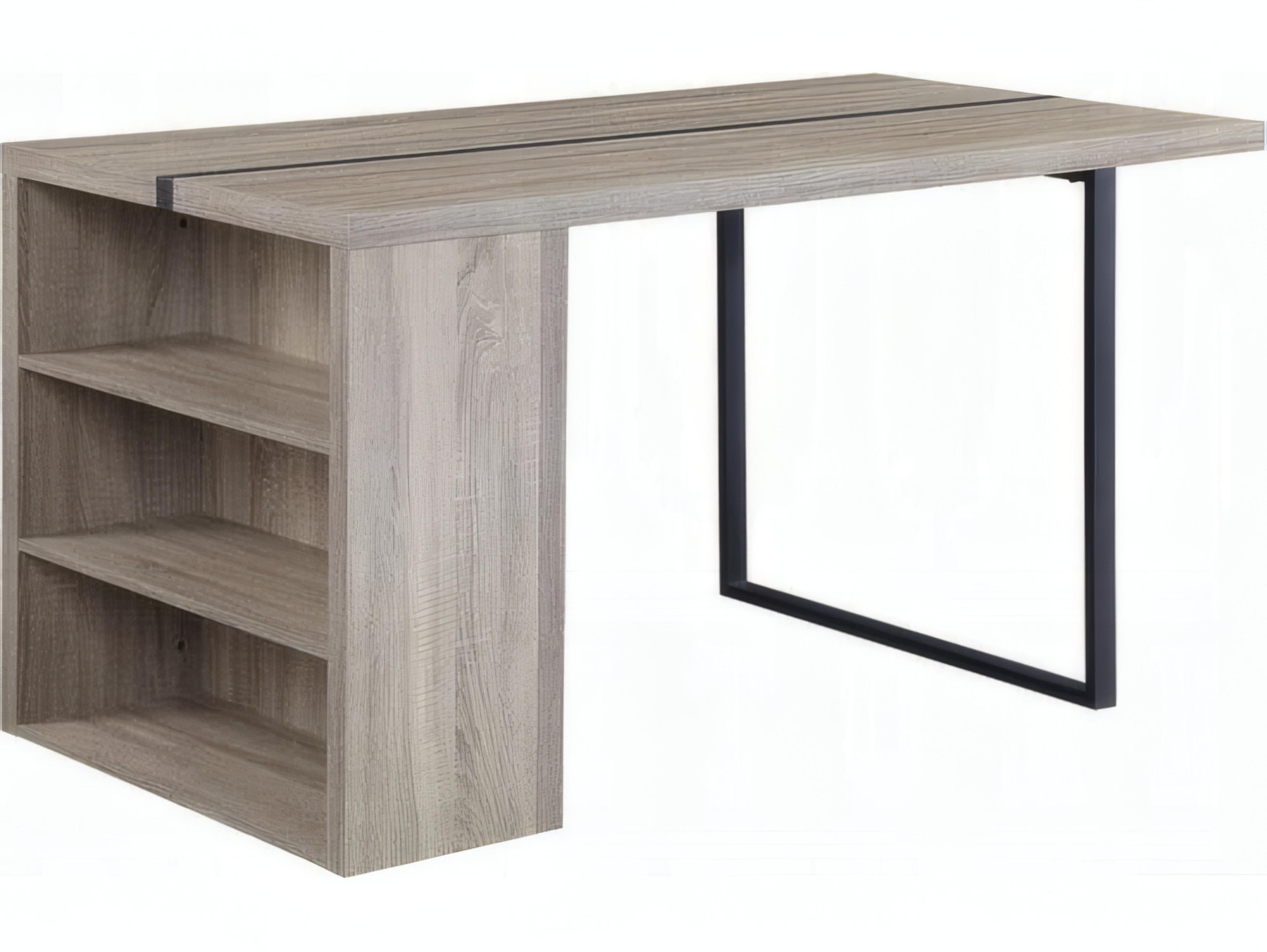 Acme Furniture Rectangular Wood Gray Oak Black Dining Table