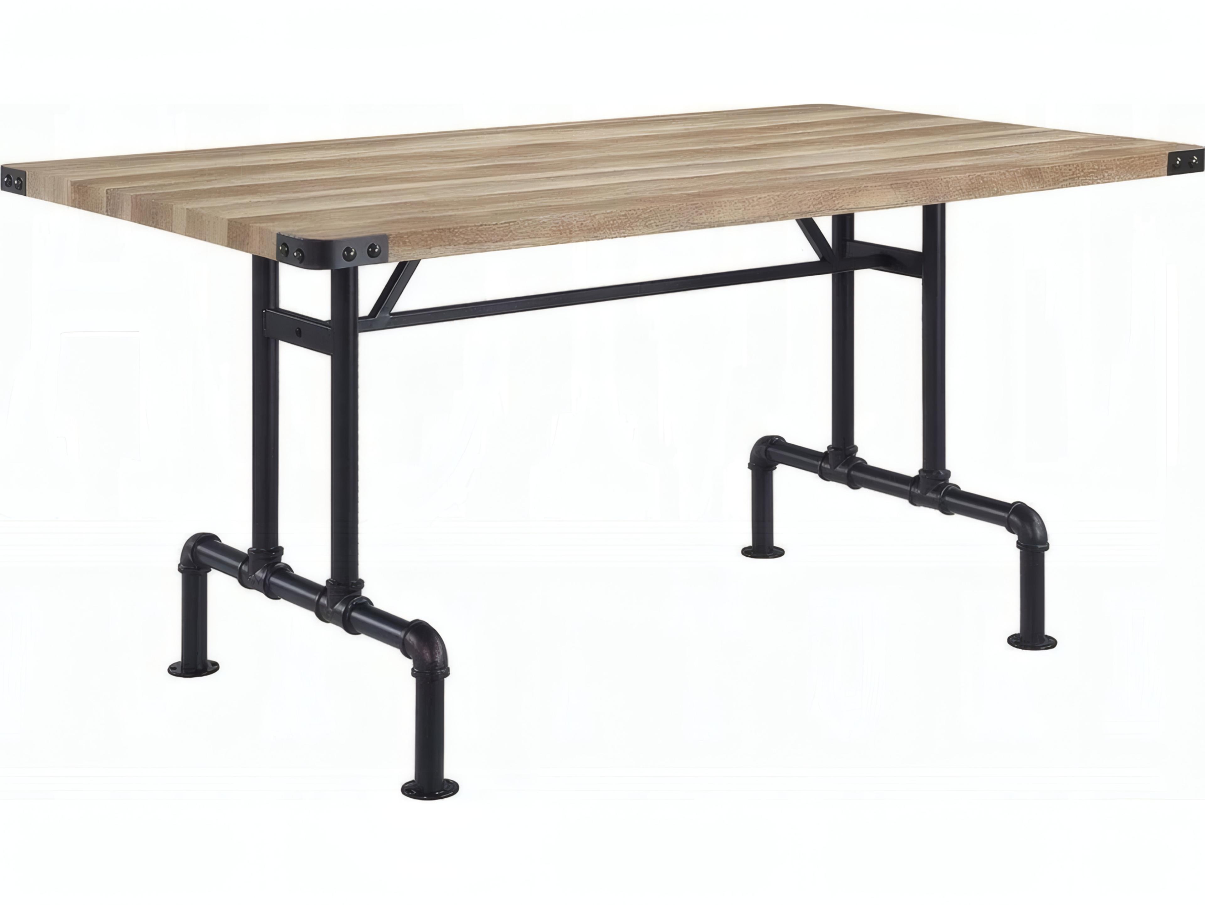 Acme Furniture Edina Rectangular Wood Oak Sandy Black Dining Table