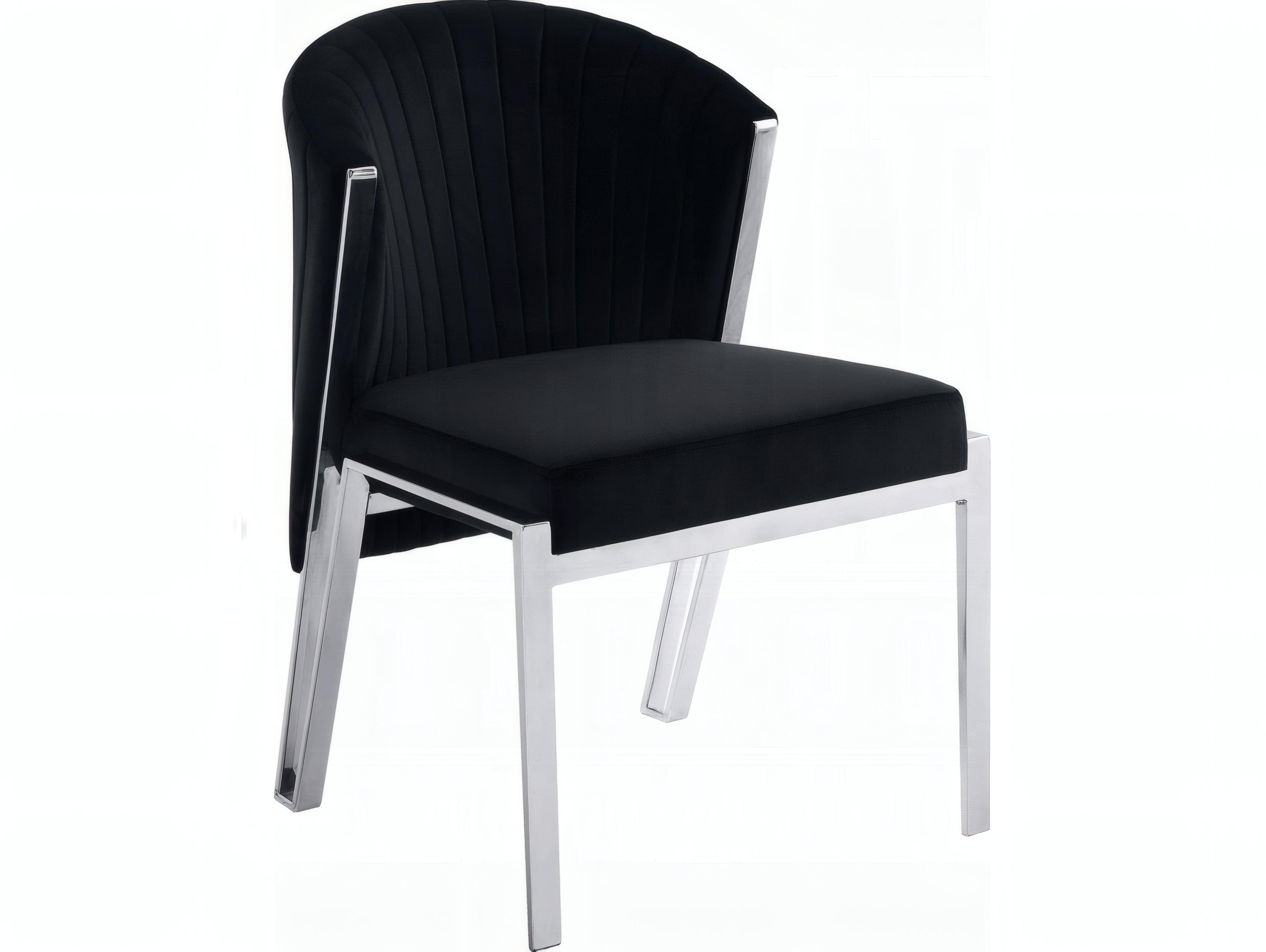 Acme Furniture Fallon Black Velvet Upholstered Armless Dining Chair Set of 2