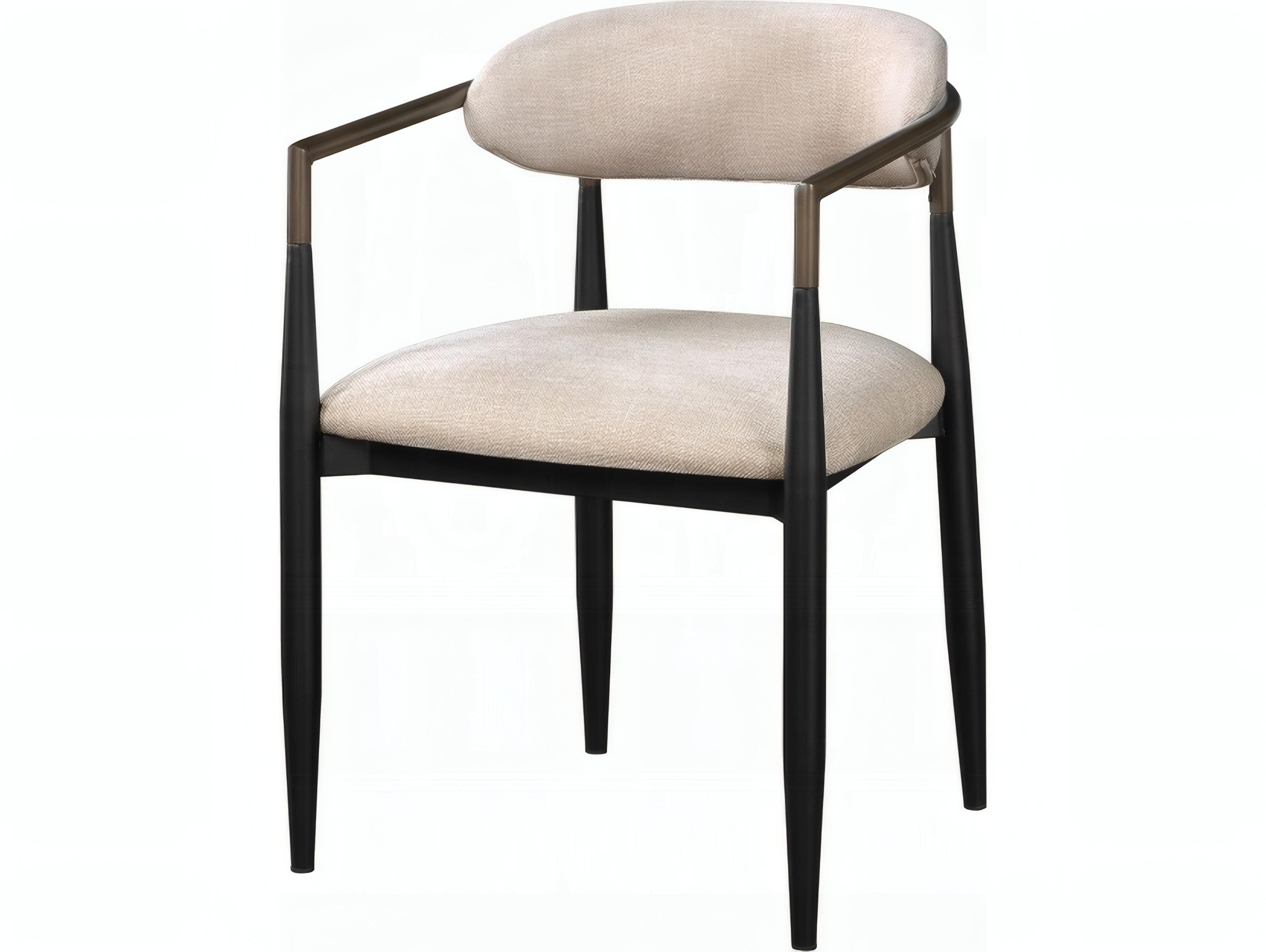 Acme Furniture Jaramillo Solid Wood Beige Upholstered Arm Dining Chair Set of 2