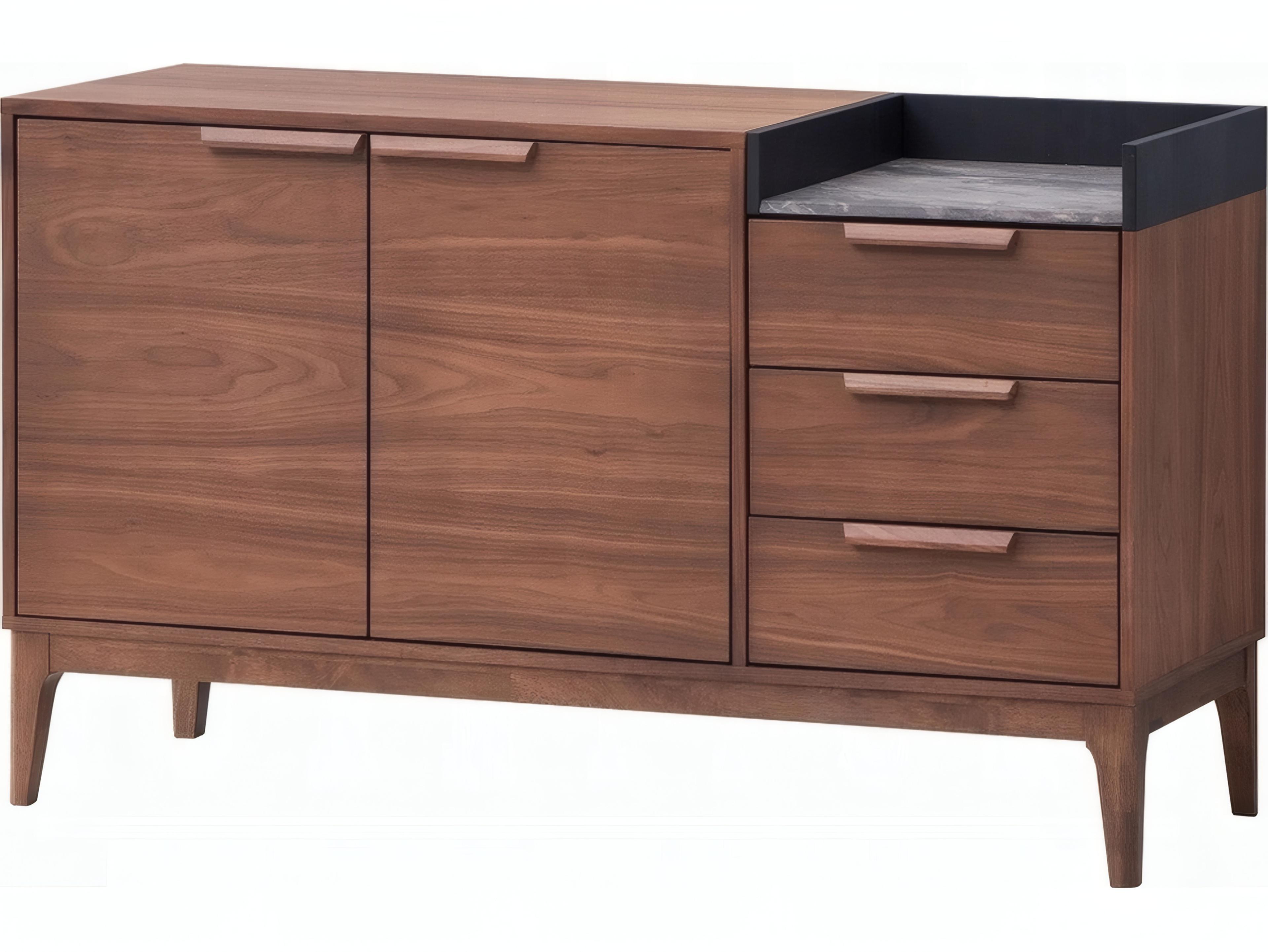 Acme Furniture Bevis 53" Walnut Wood Engineered Stone Sideboard