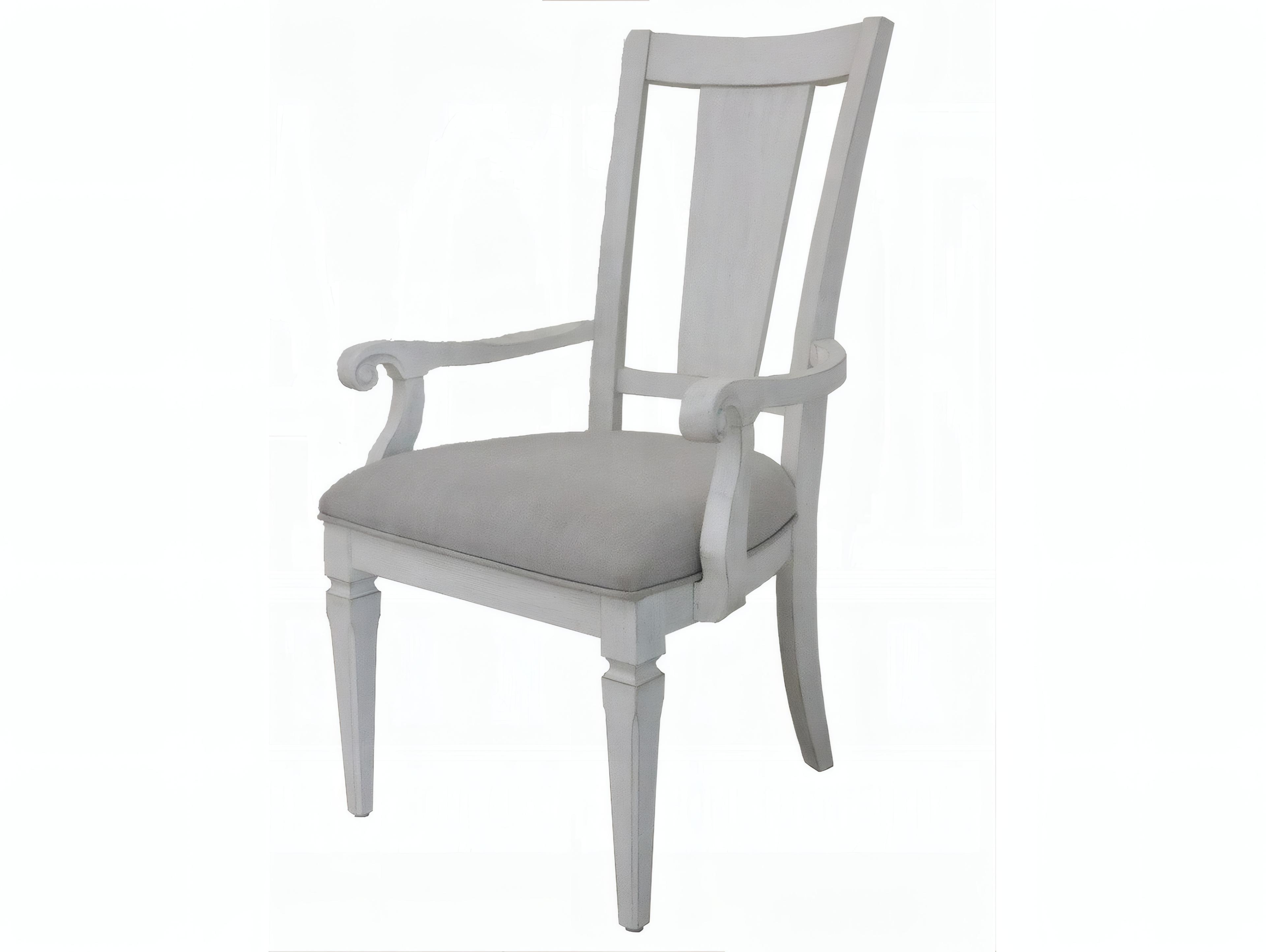 Acme Furniture Katia Rubberwood White Upholstered Arm Dining Chair Set of 2