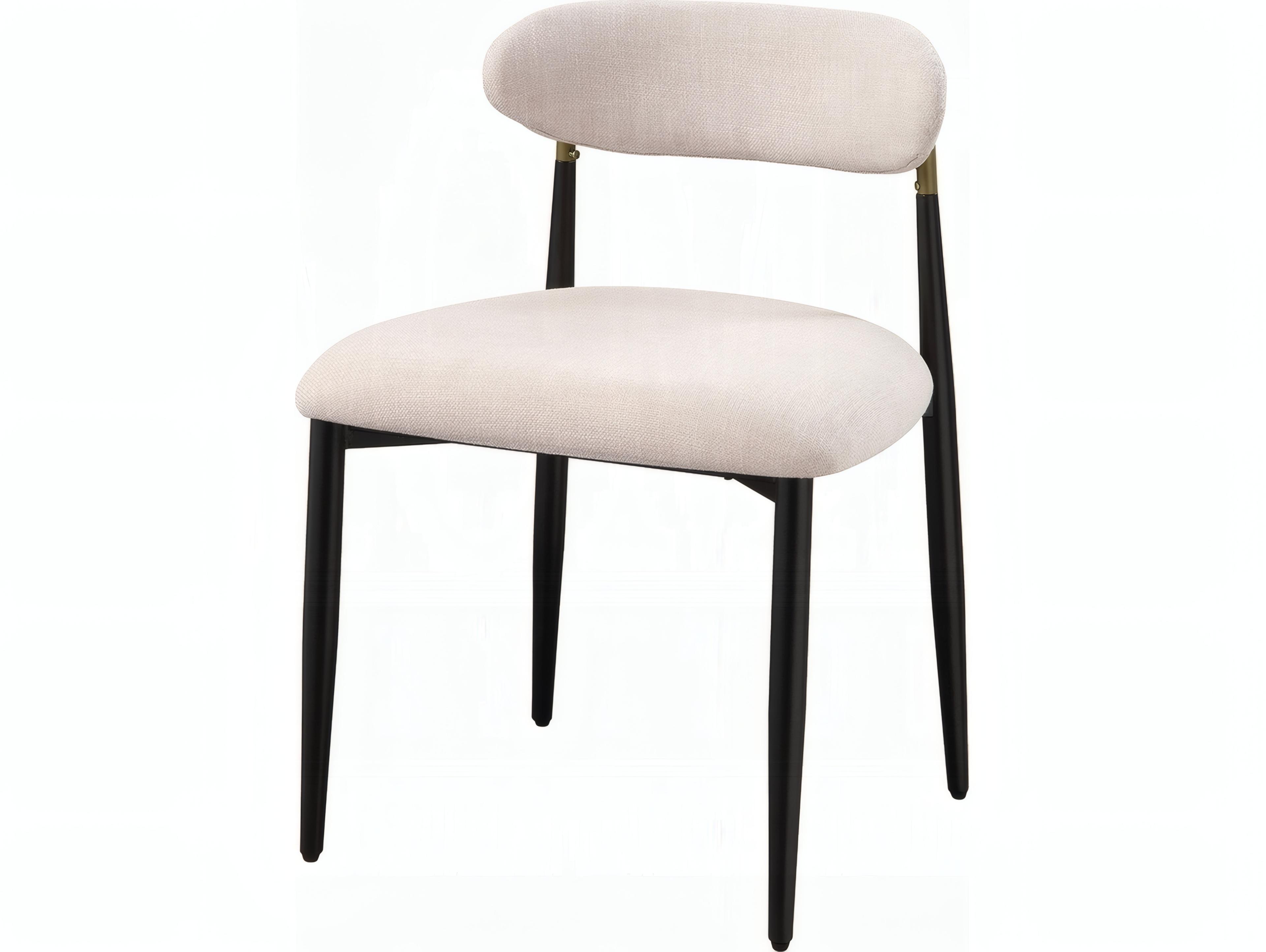 Jaramillo Solid Wood Beige Upholstered Armless Dining Chair Set of 2