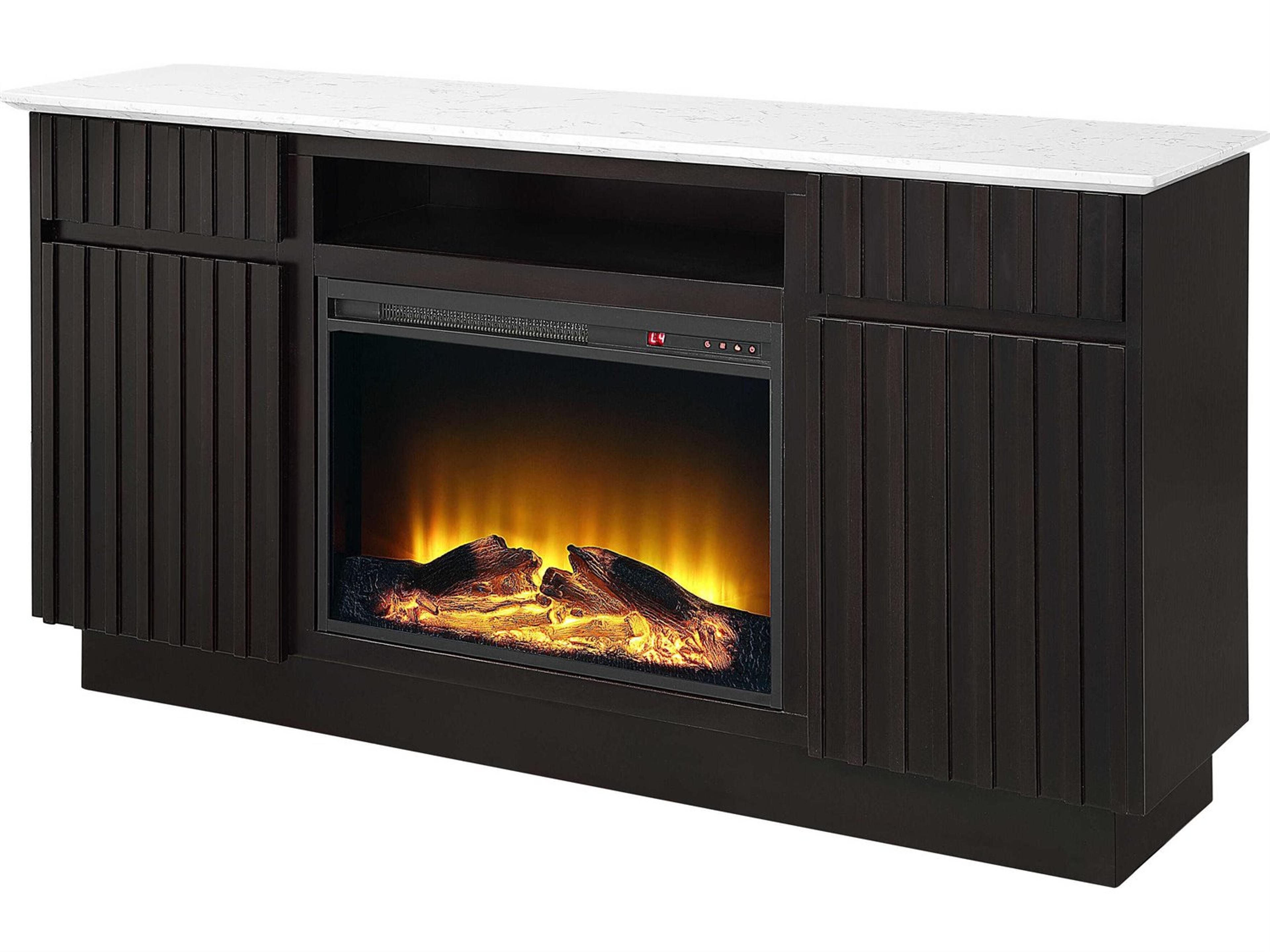 Acme Furniture Jaramillo Brown Poplar Wood Engineered Marble Rustic Espresso Bar Cabinet