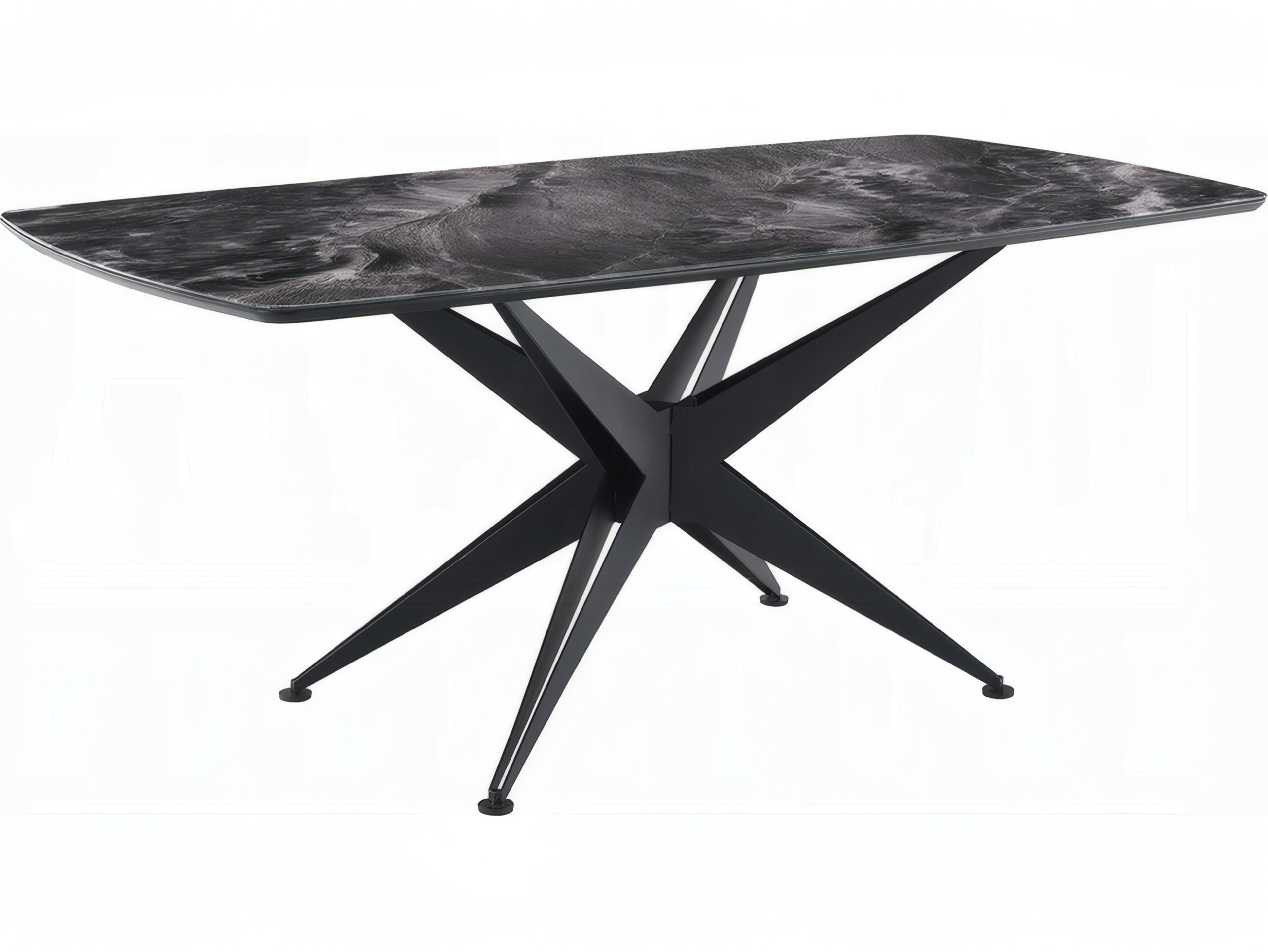 Acme Furniture Klaus Rectangular Crystal Tempered Glass Top Black Dining Table