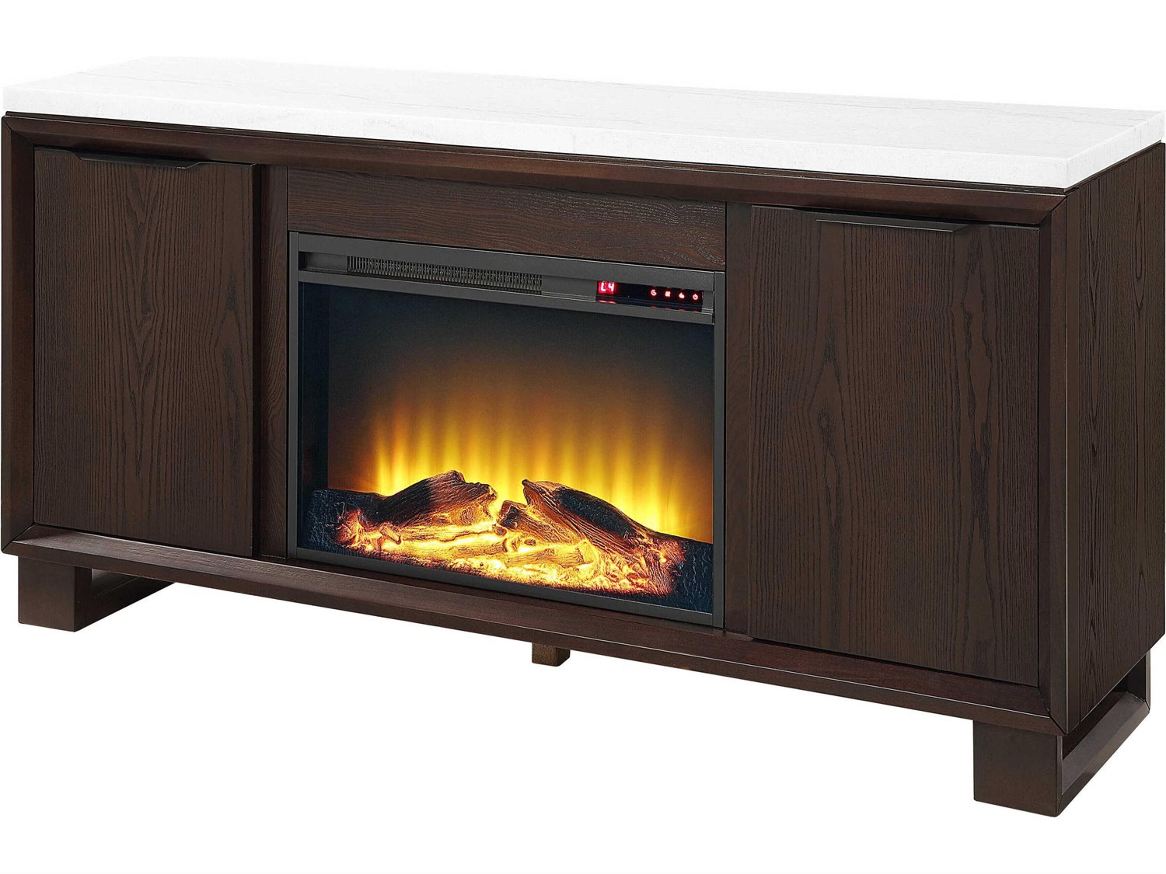 Acme Furniture Edwyn Brown Plywood Natural Marble Top Espresso Bar Cabinet