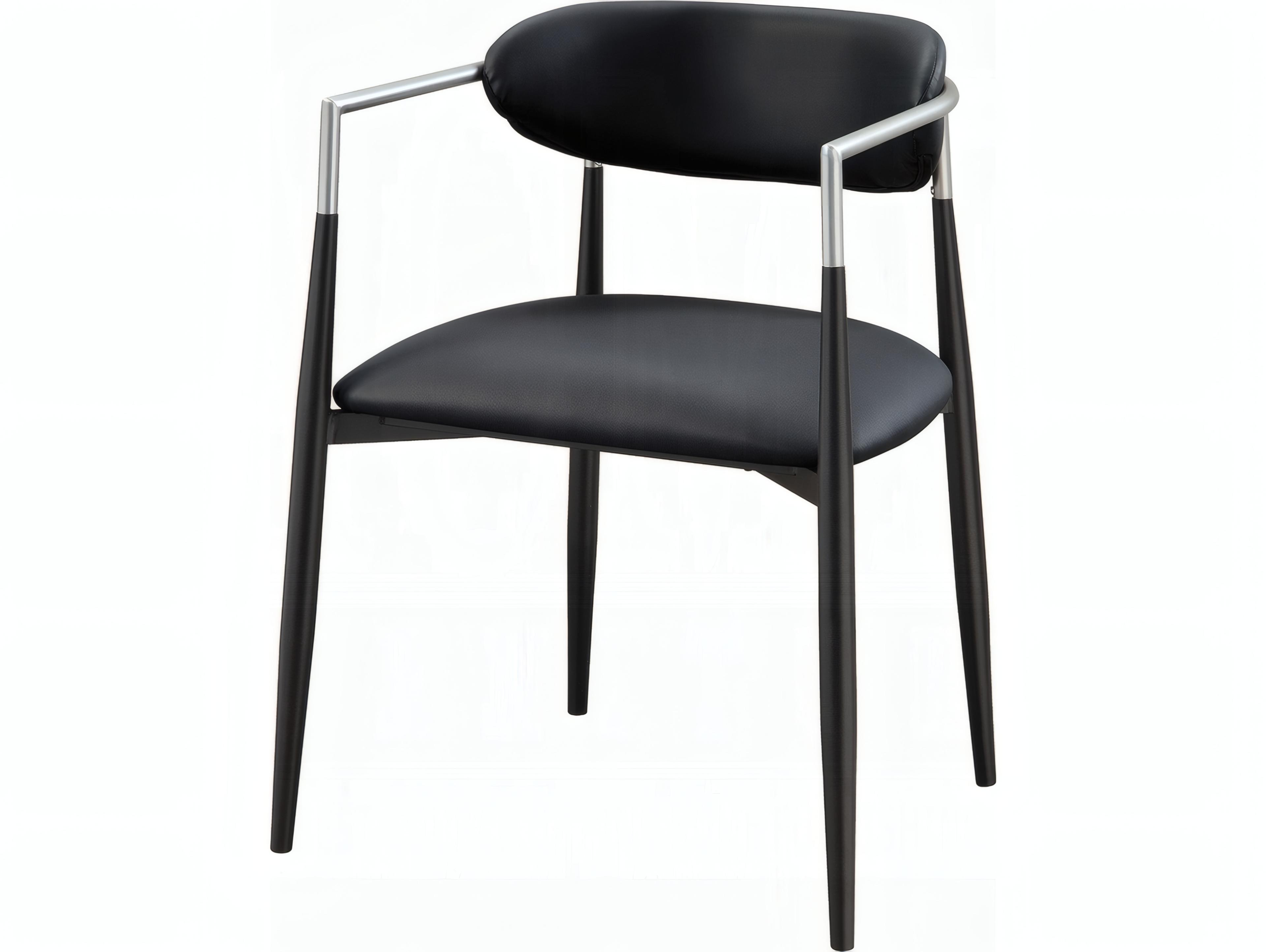 Acme Furniture Jaramillo Solid Wood Black Faux Leather Arm Dining Chair Set of 2