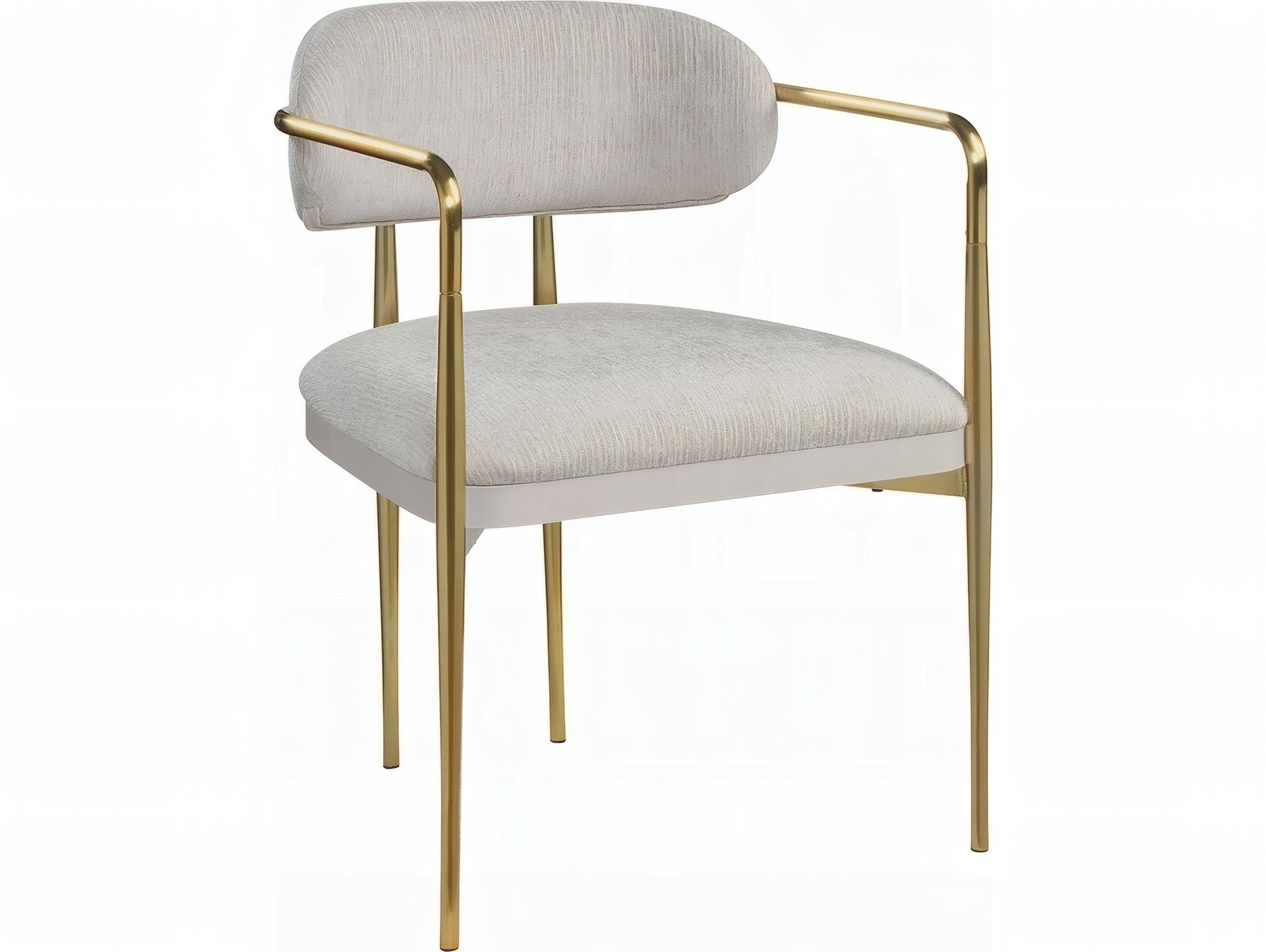 Acme Furniture Beige Upholstered Arm Dining Chair Set of 2