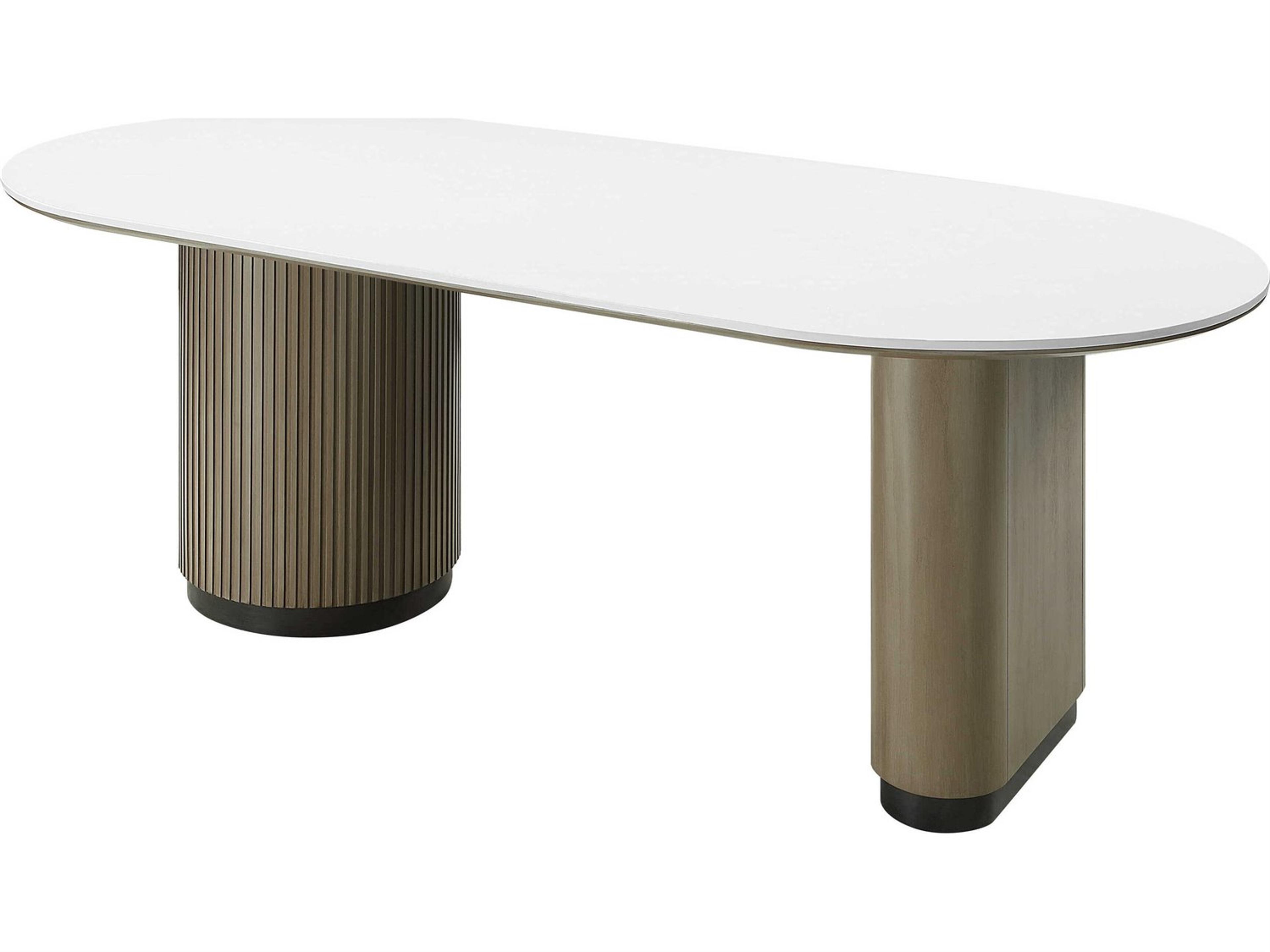 Acme Furniture Clayten Oval Faux Marble Engineering Top Light Oak Dining Table