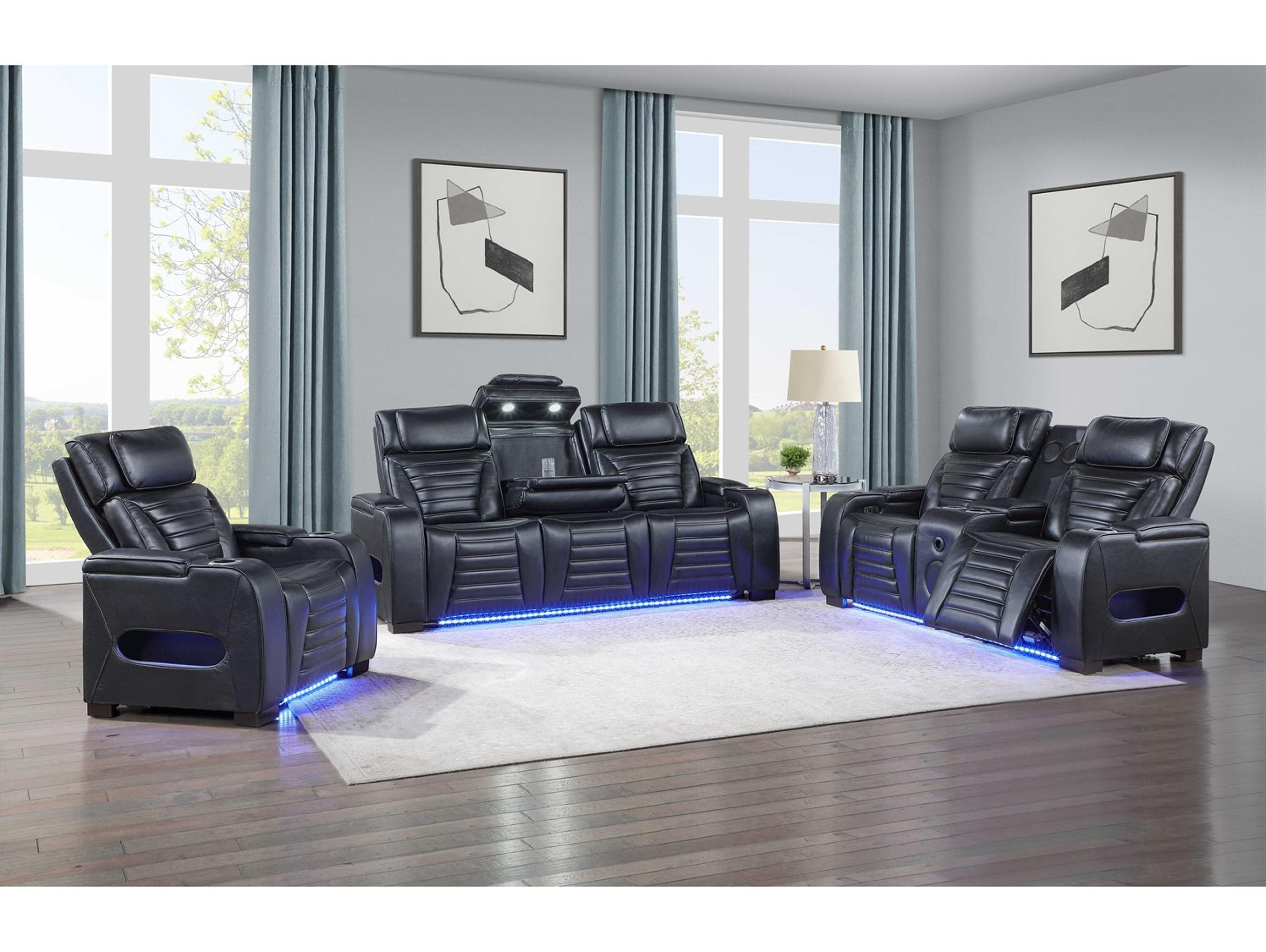 Acme Furniture Ephron Living Room Black Sofa Set