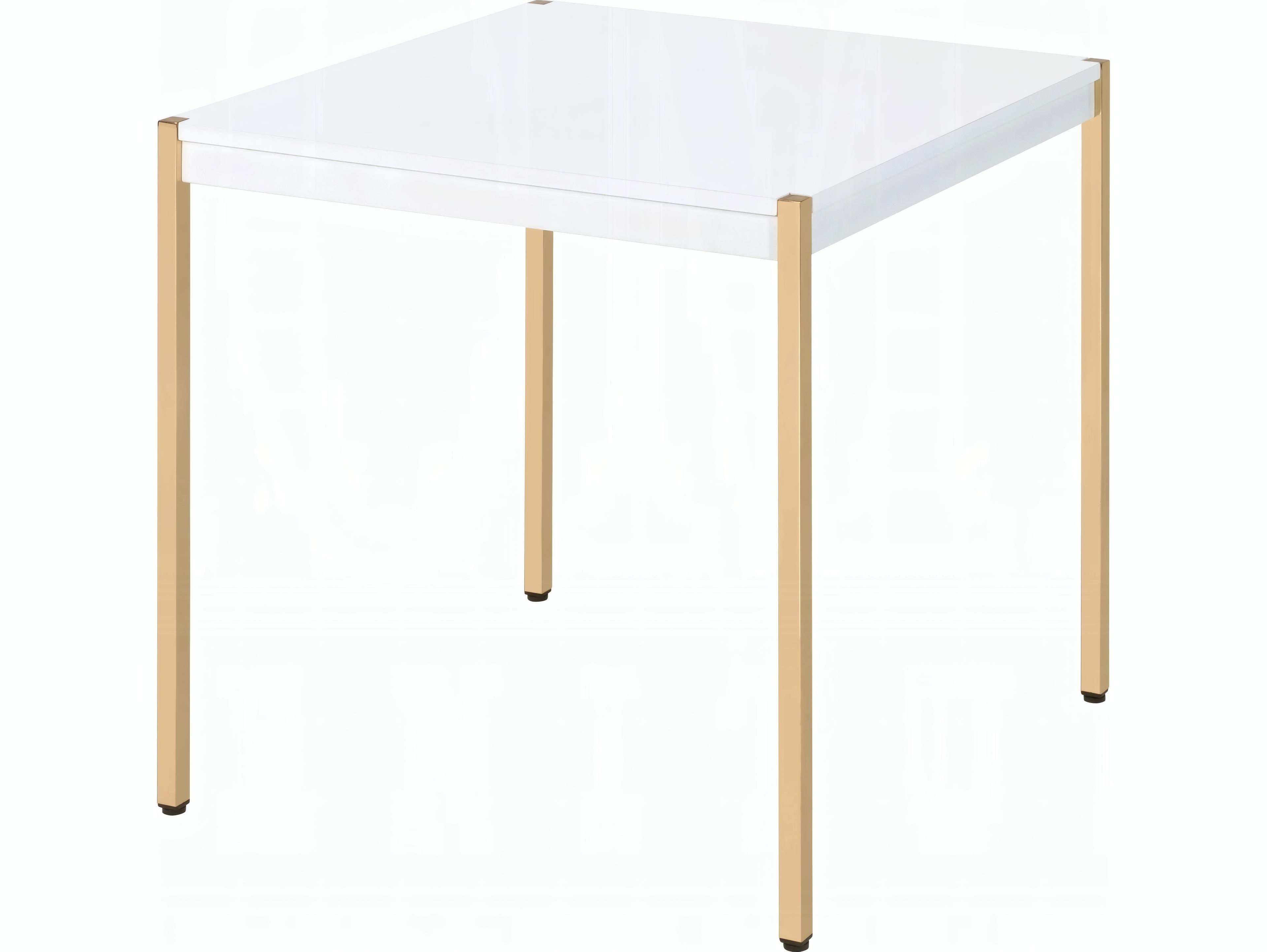 Acme Furniture Otrac Square Wood White Gold End Table