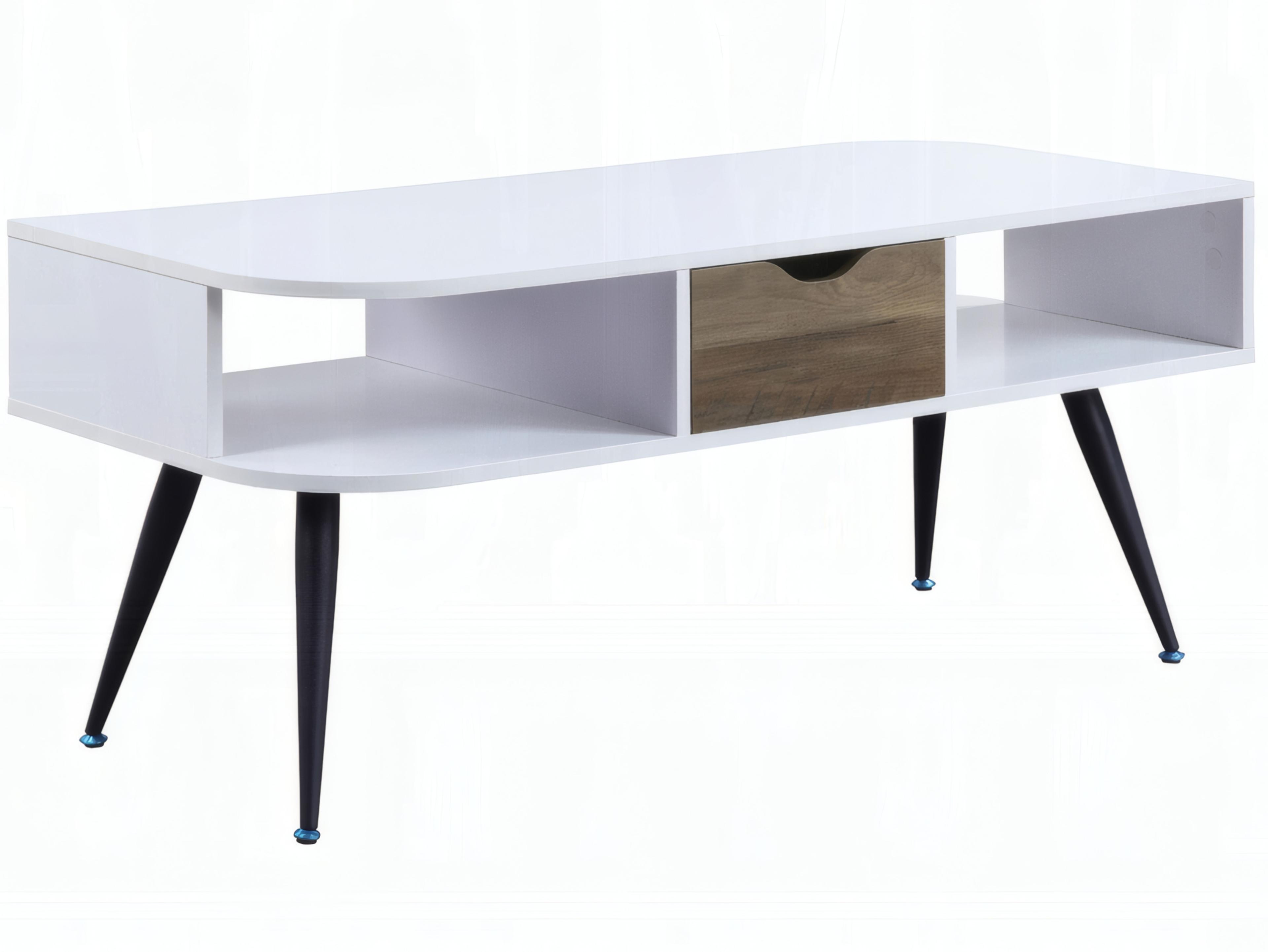 Acme Furniture Rectangular Wood White Black Coffee Table