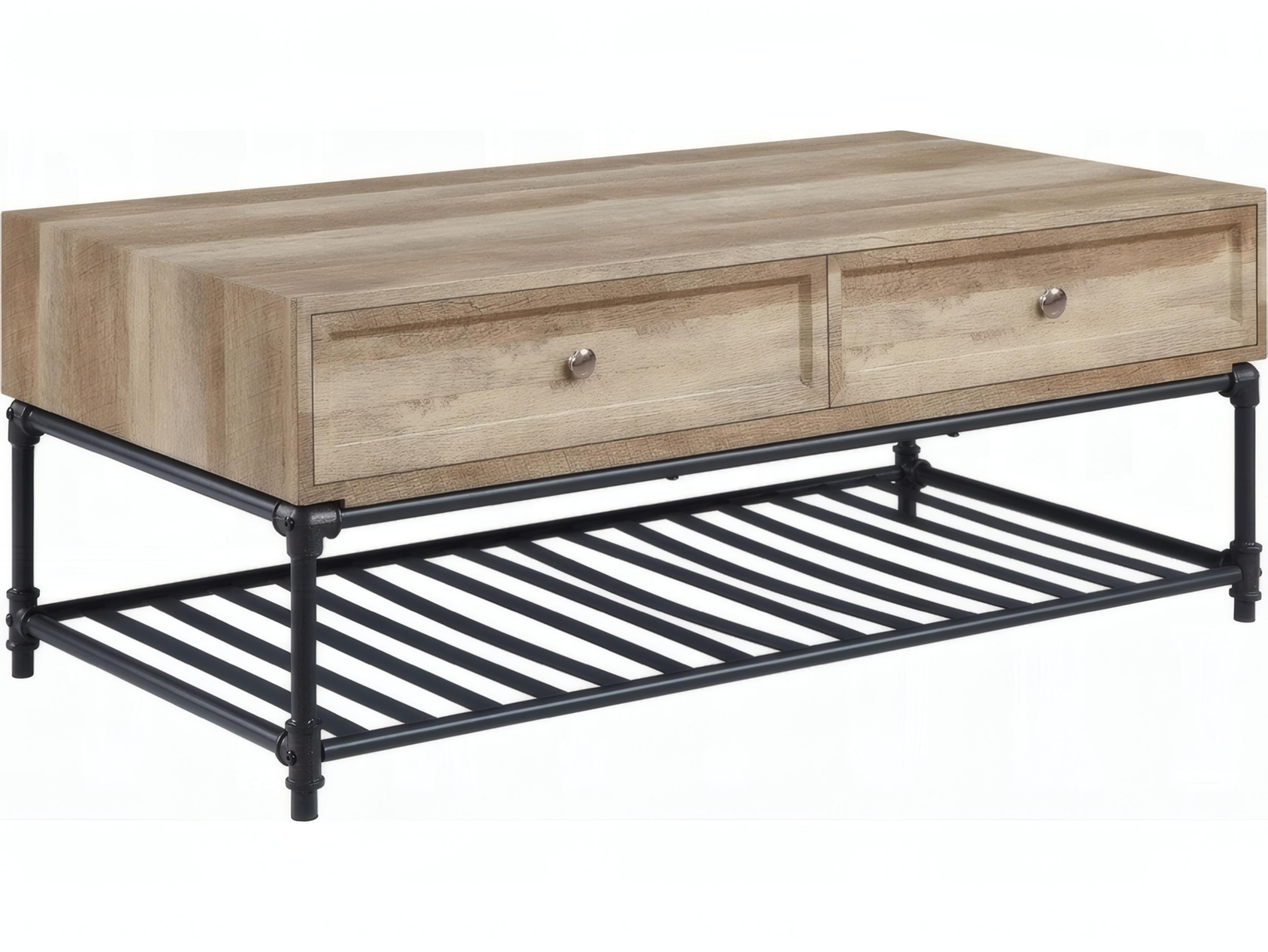 Acme Furniture Brantley Rectangular Wood Oak Sandy Black Coffee Table