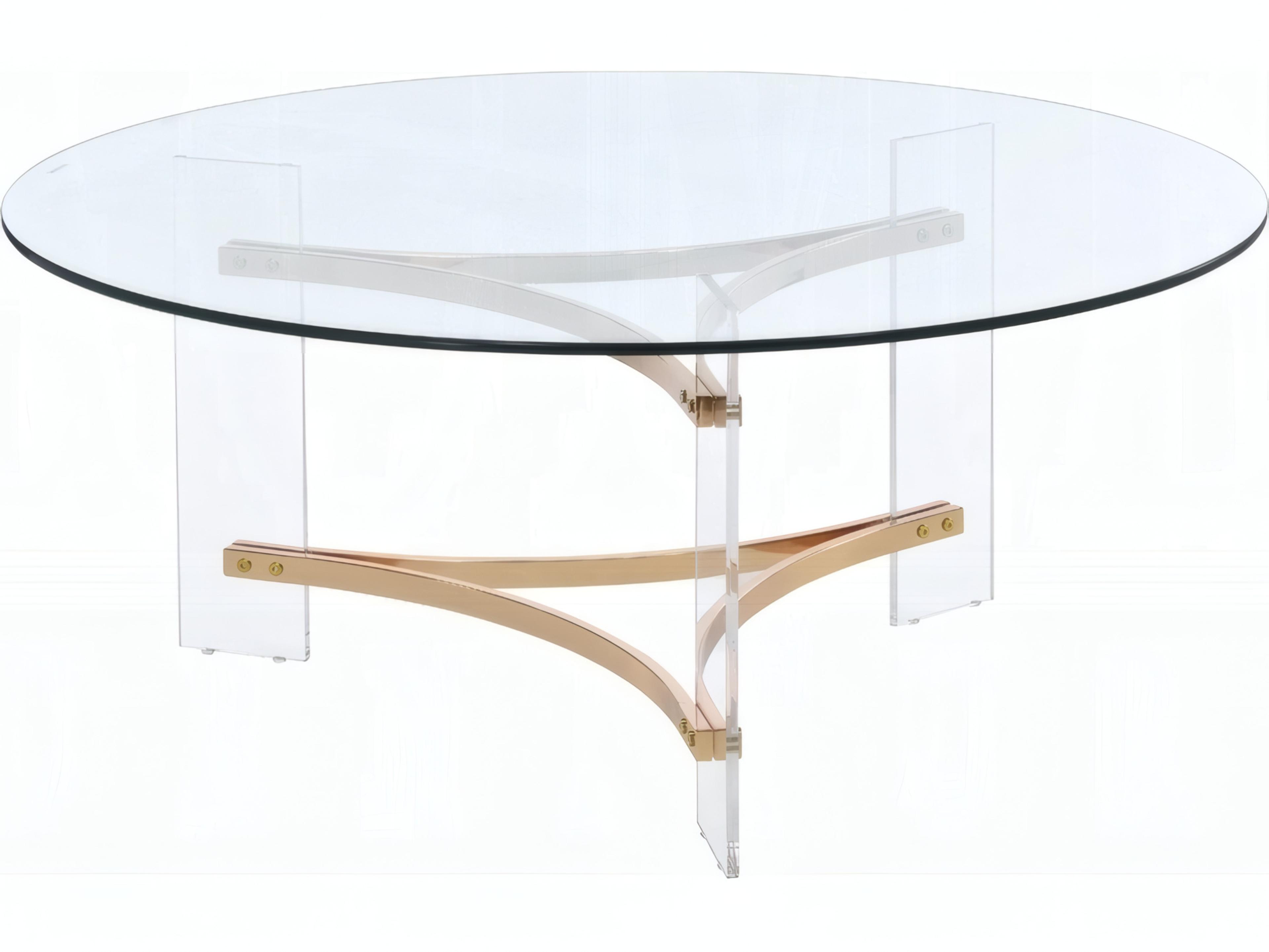 Acme Furniture Sosi Round Glass Gold Coffee Table