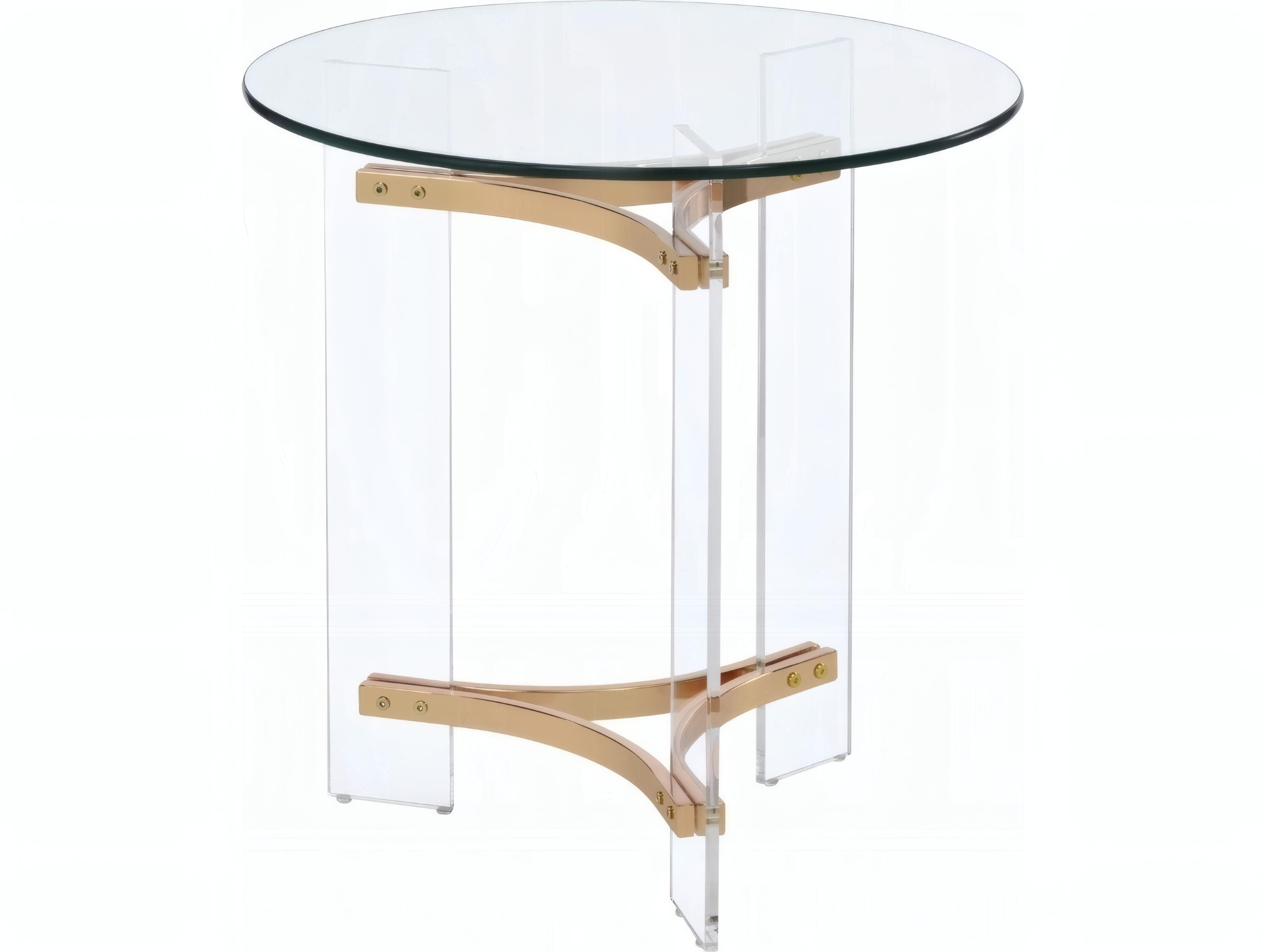 Acme Furniture Sosi Round Glass Gold End Table