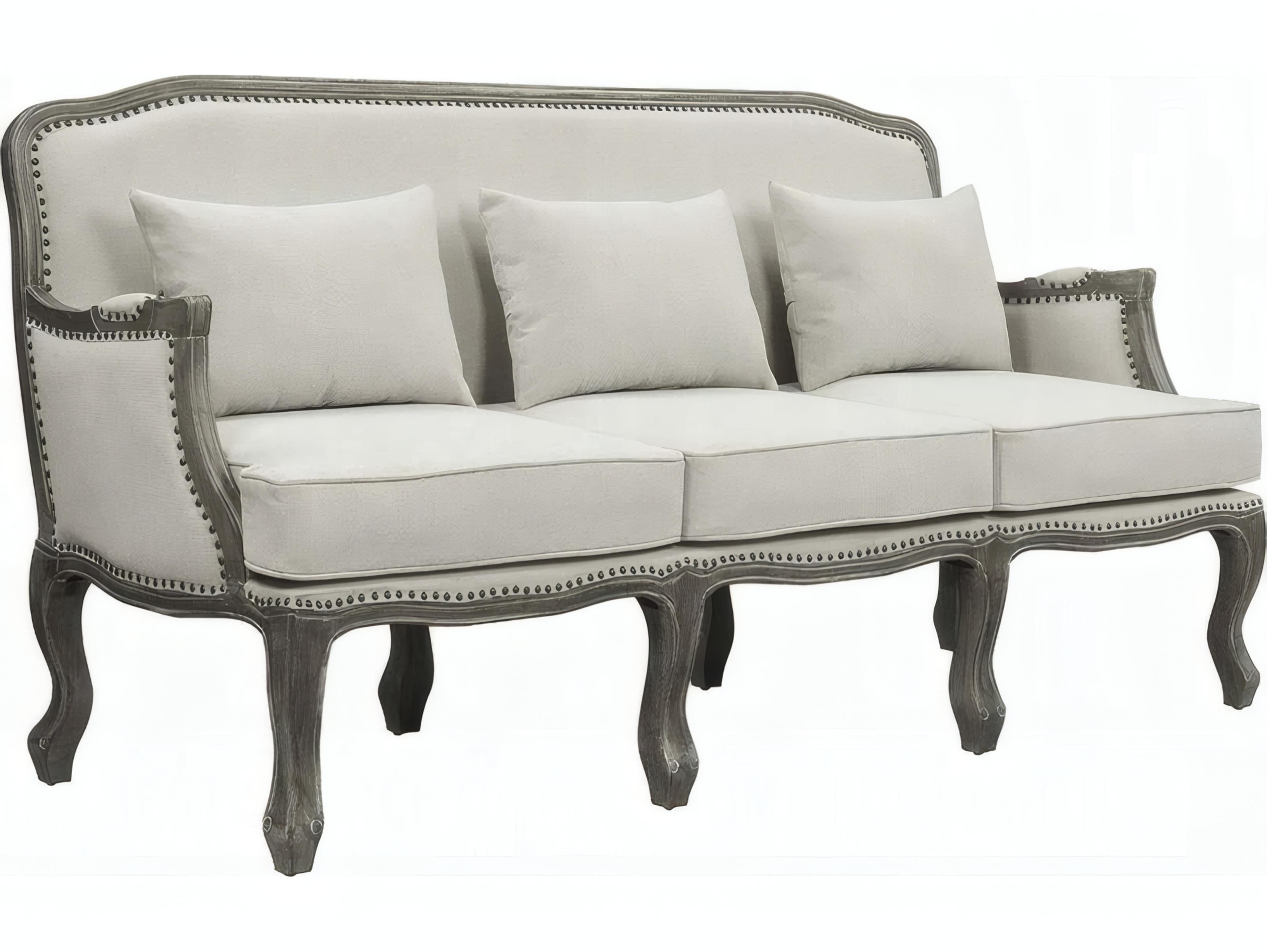 Acme Furniture Tania Cream Linen Brown Upholstered Sofa