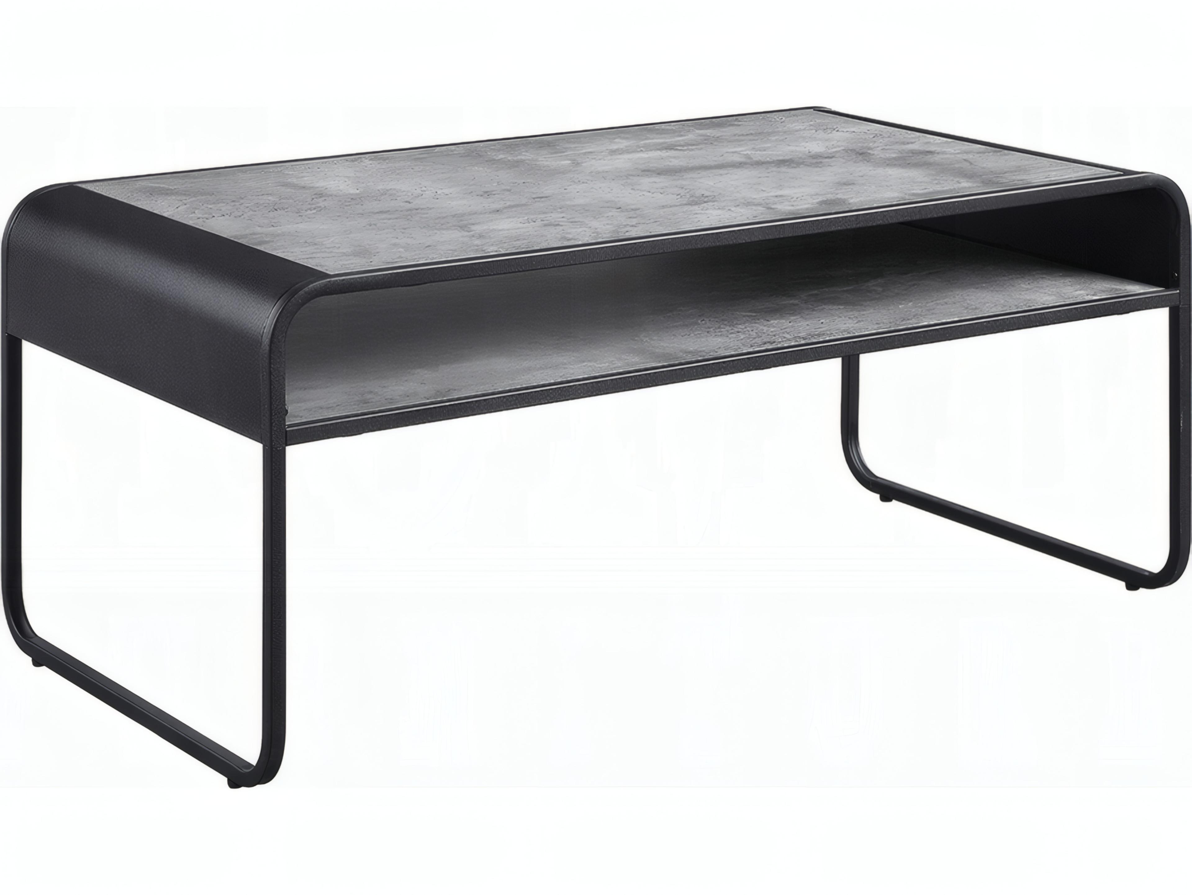 Acme Furniture Raziela Rectangular Wood Concrete Gray Black Coffee Table
