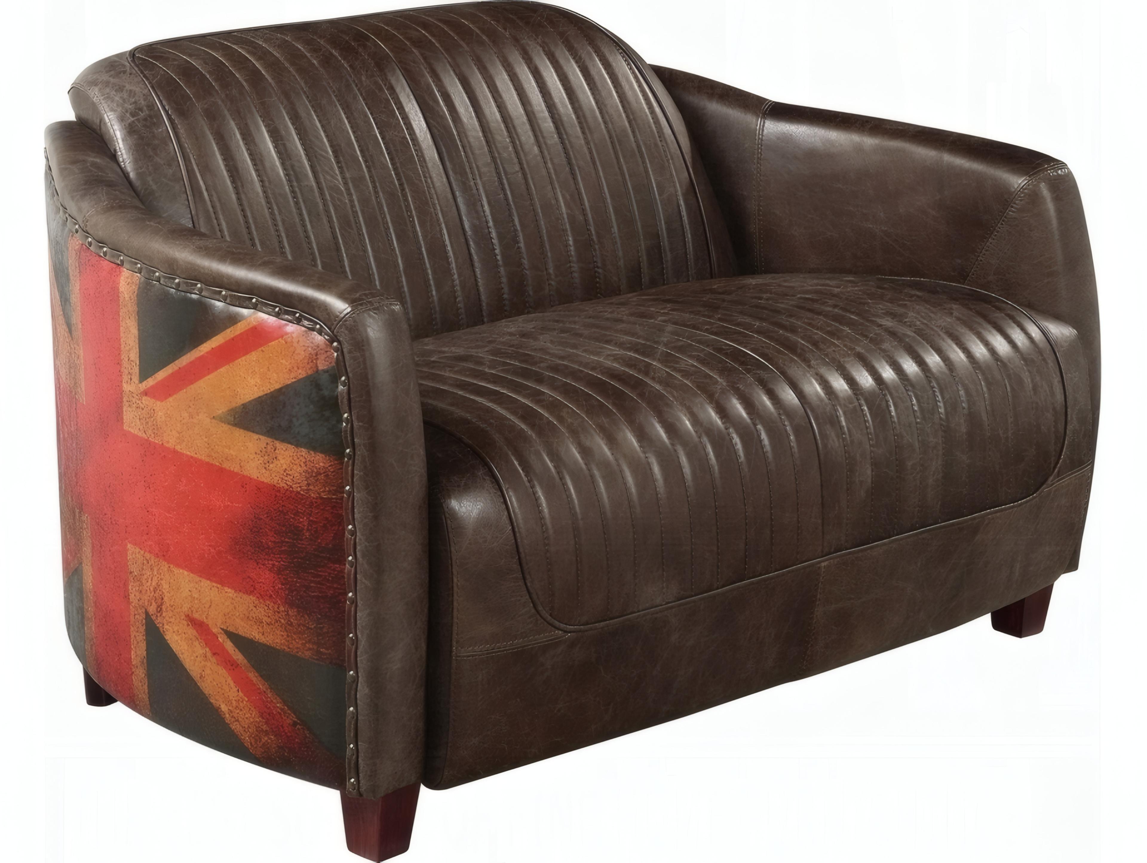 Acme Furniture Brancaster Antique Slate Brown Leather Loveseat