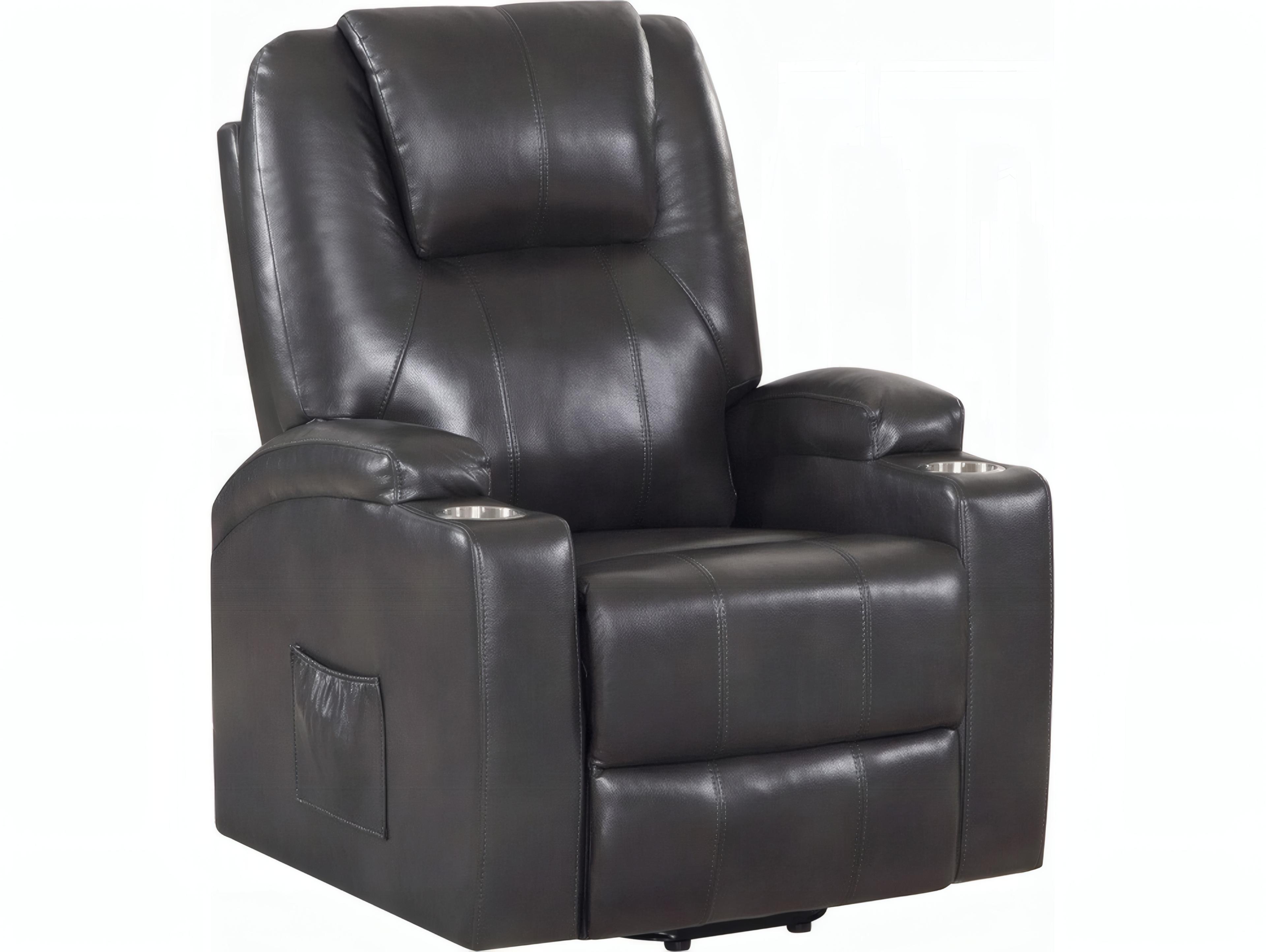 Acme Furniture Evander Gunmetal Leather Aire Gray Faux Recliner