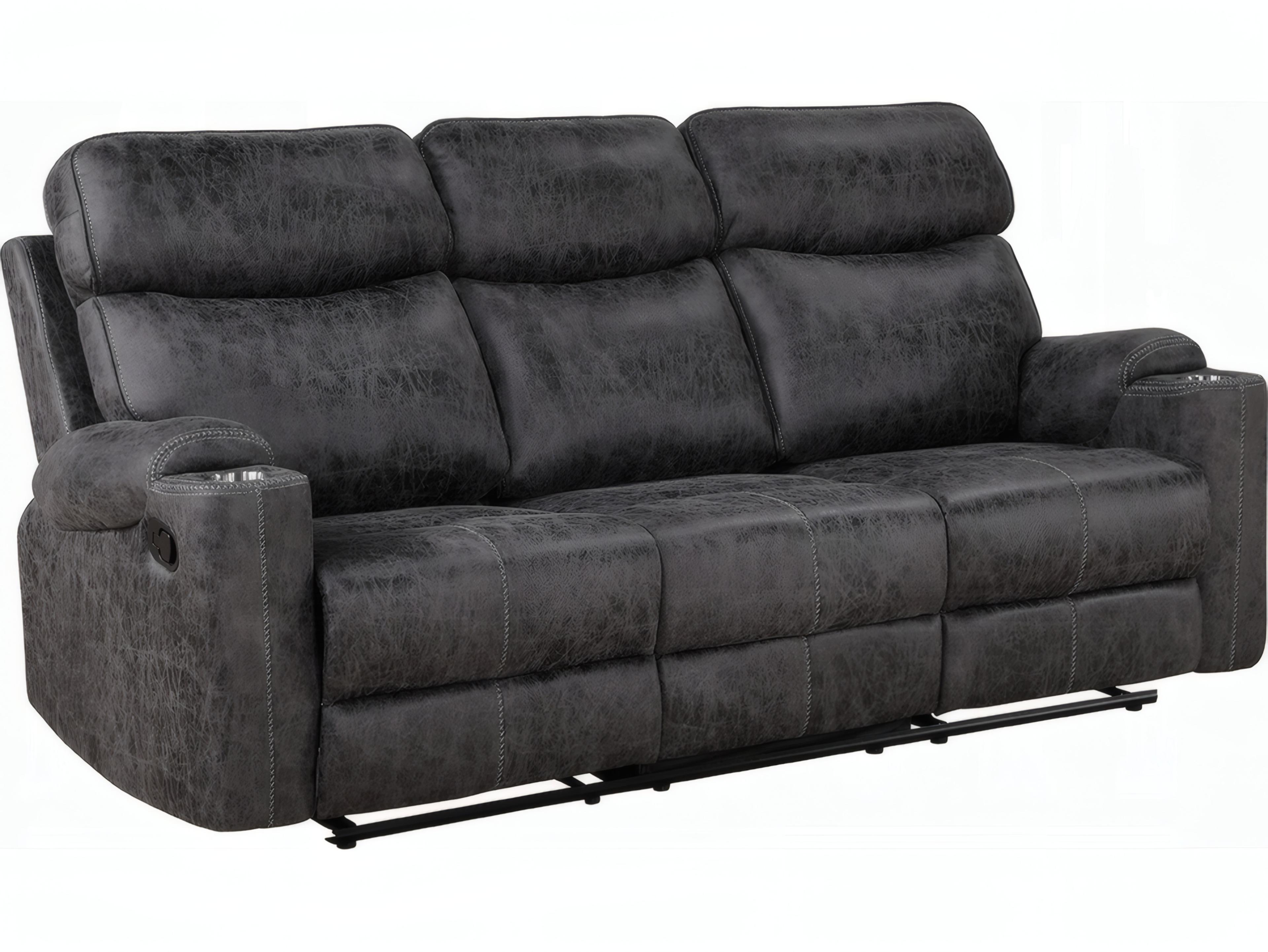 Acme Furniture Hirah Dark Gray Polish Microfiber Upholstered Sofa