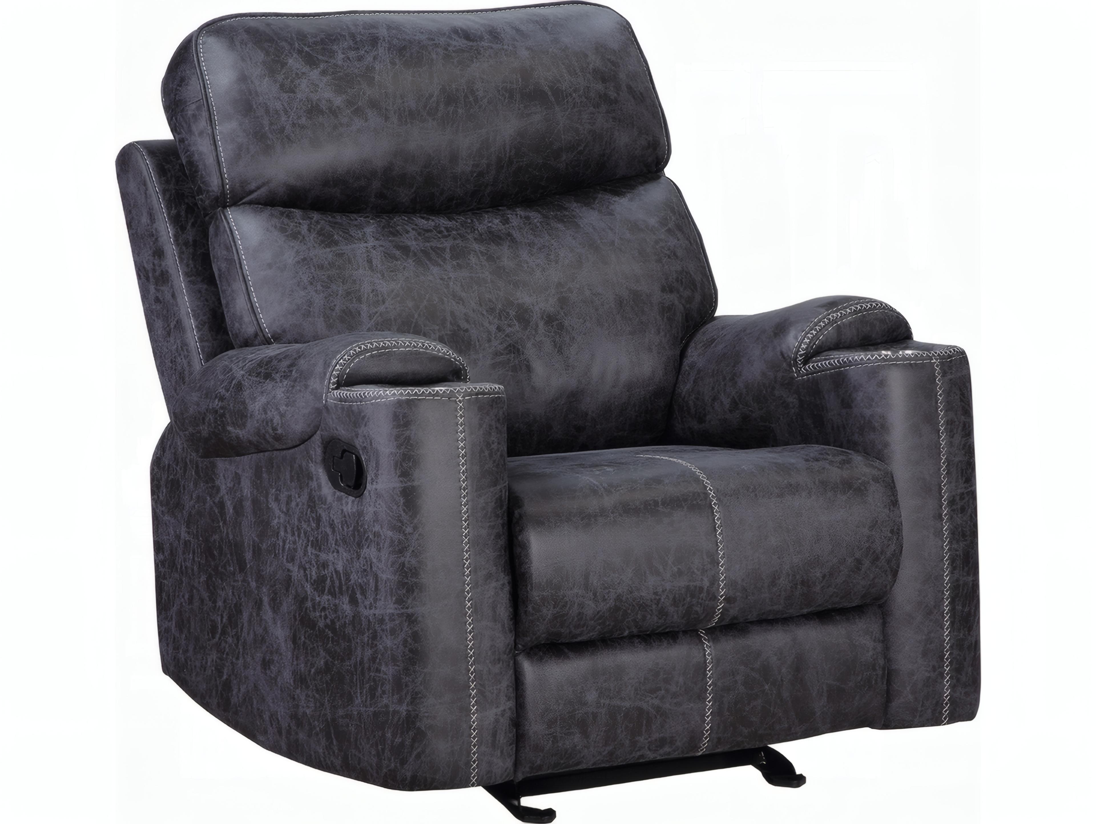 Acme Furniture Hirah Dark Gray Polish Microfiber Upholstered Recliner