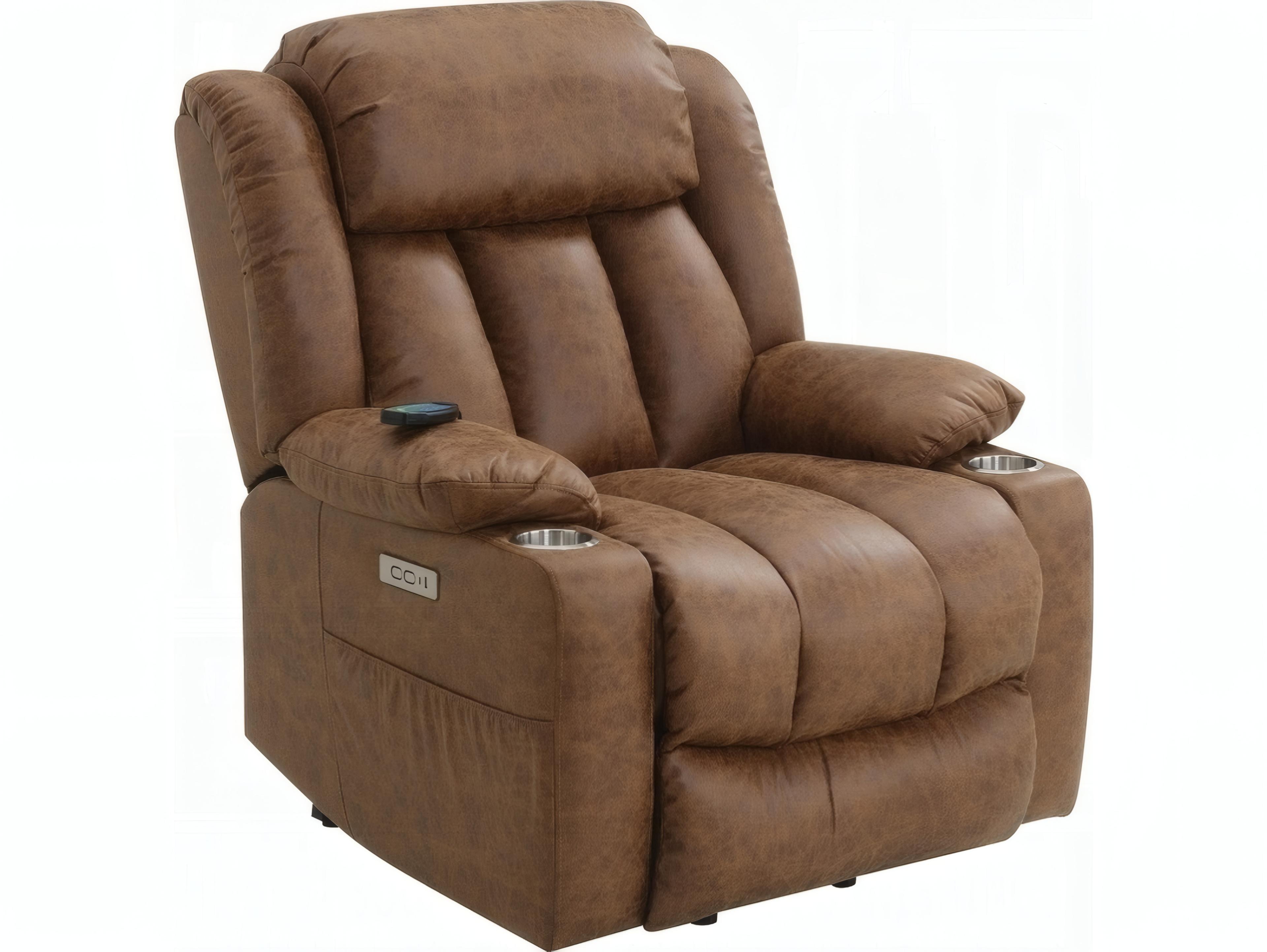 Acme Furniture Omarion Brown Polished Microfiber Upholstered Recliner