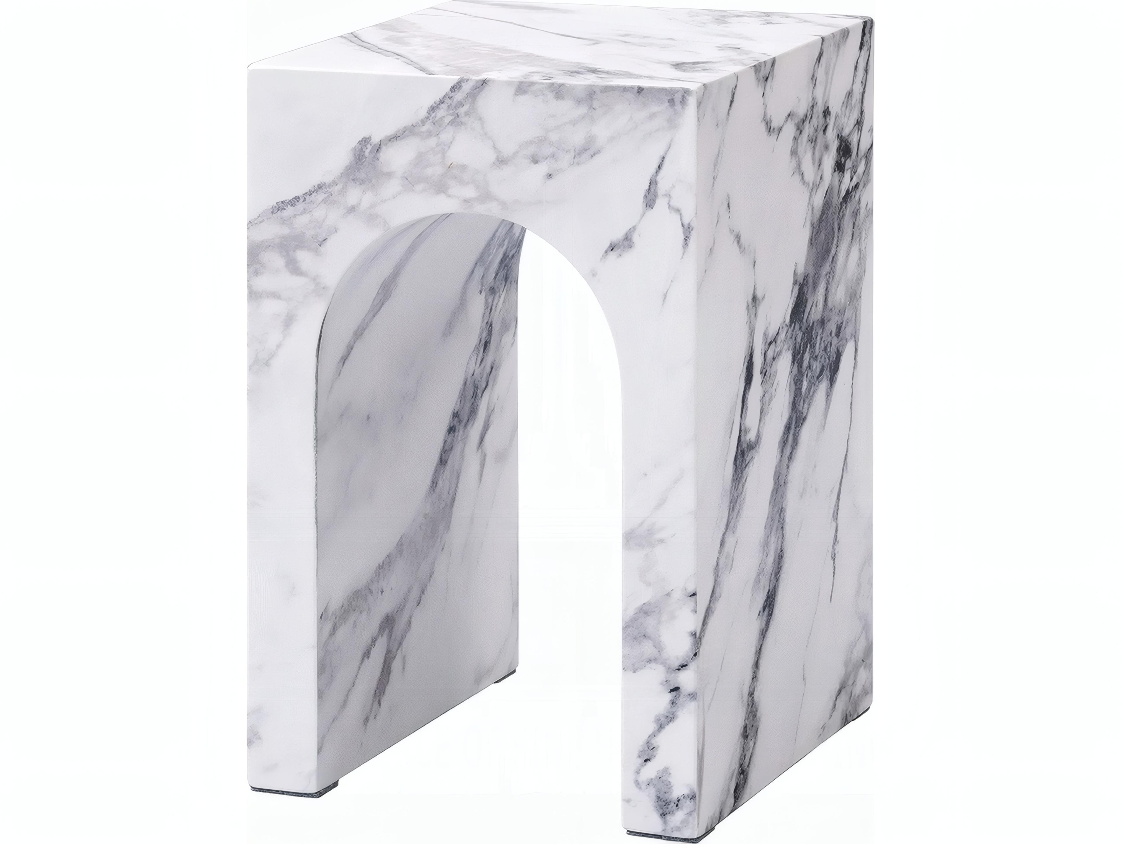 Fritzy Square Faux Stone Engineered End Table
