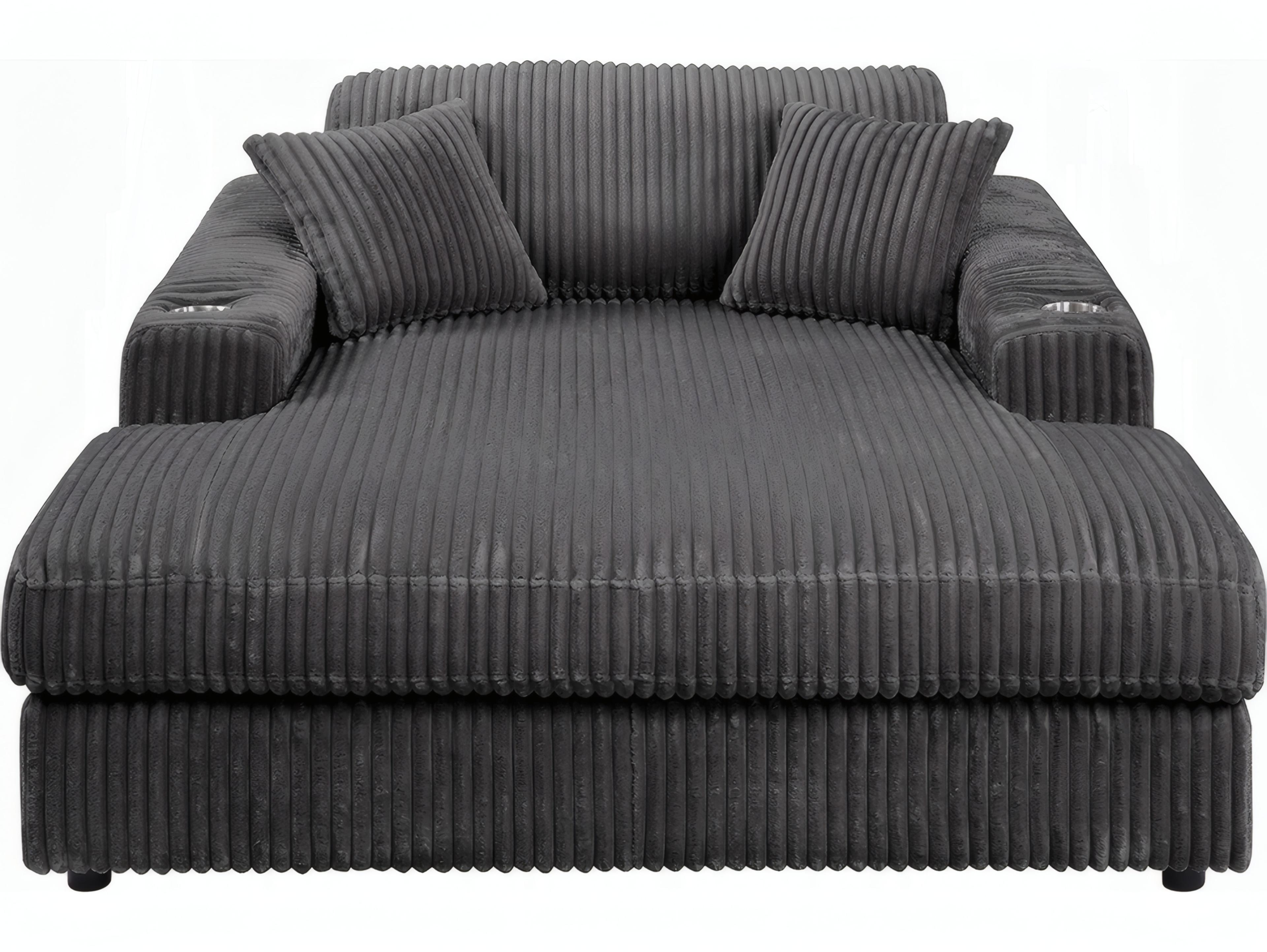 Acme Furniture Hilde Dark Gray Corduroy Upholstered Chaise