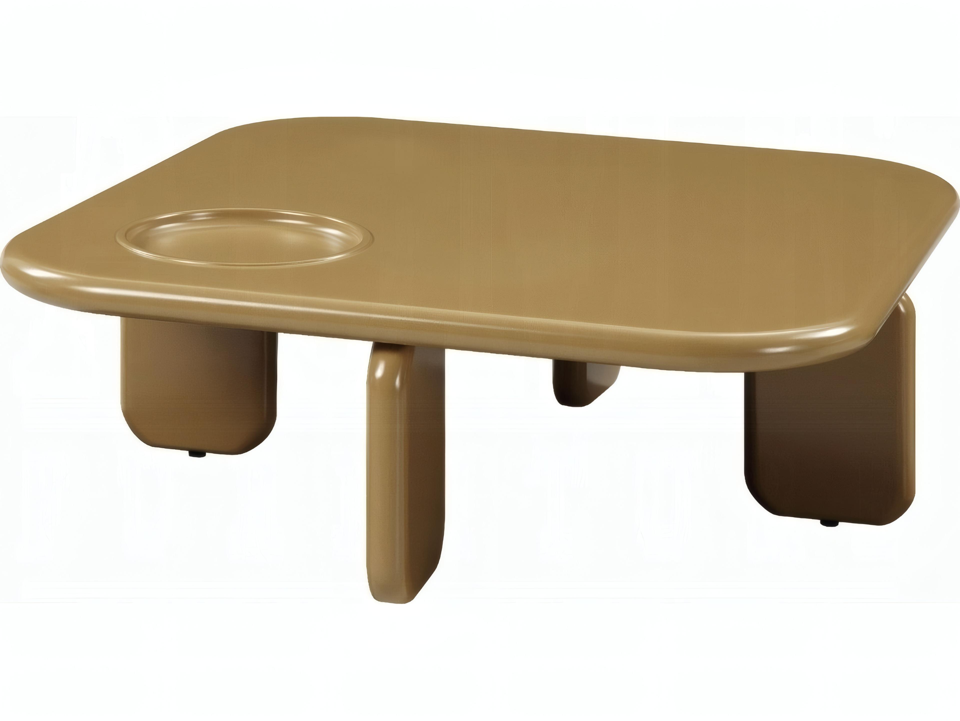 Acme Furniture Joane Square Wood Yellowish Brown Light Gray High Gloss Coffee Table