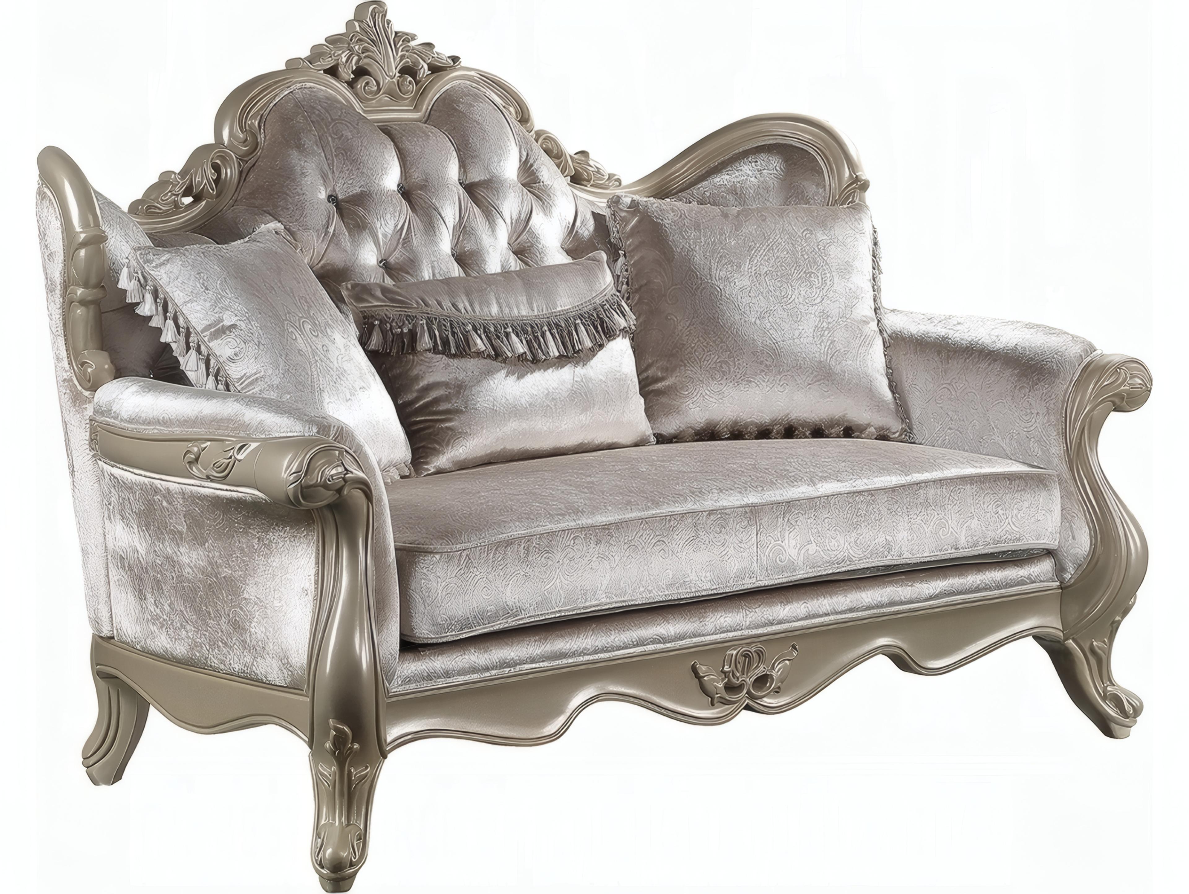 Acme Furniture Libertee Beige Fabric Champagne Upholstered Loveseat