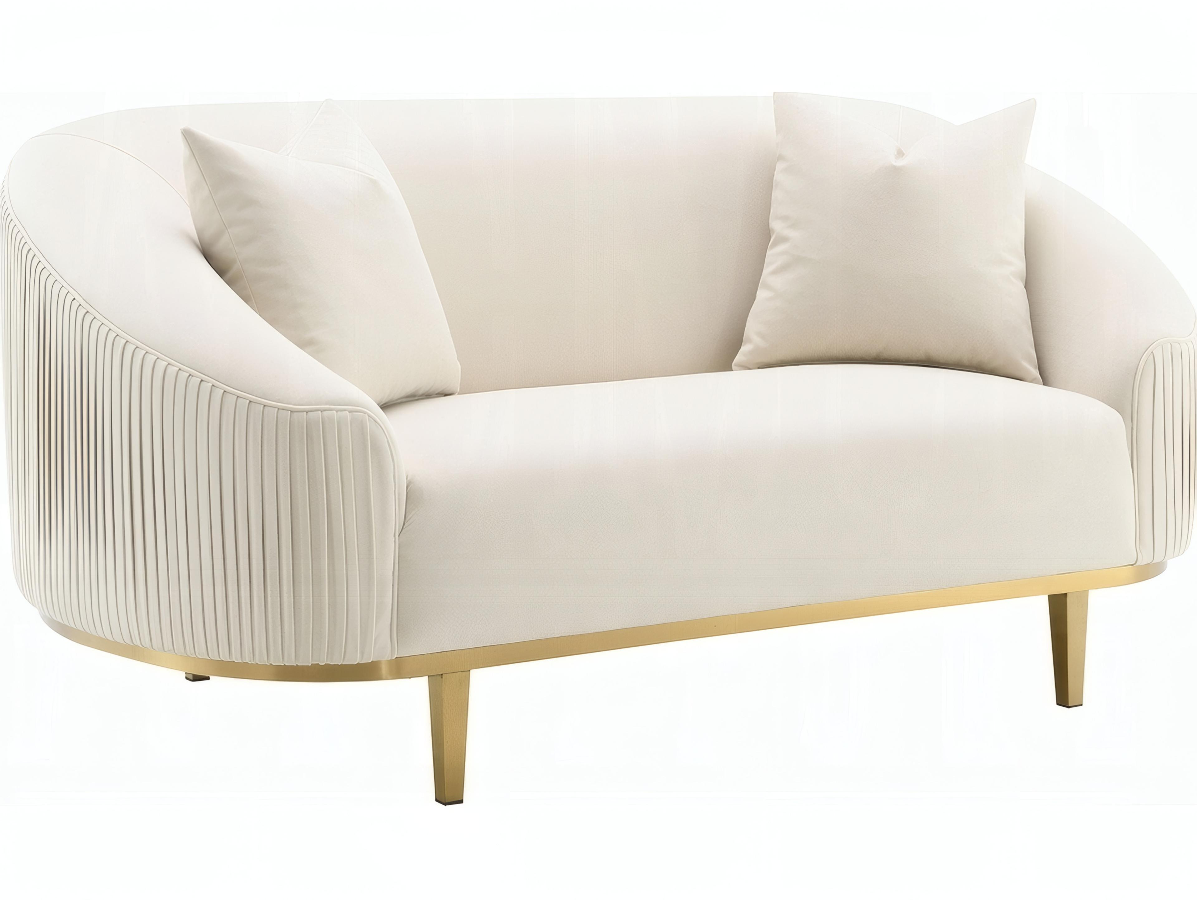 Acme Furniture Martina Ivory Velvet White Upholstered Loveseat