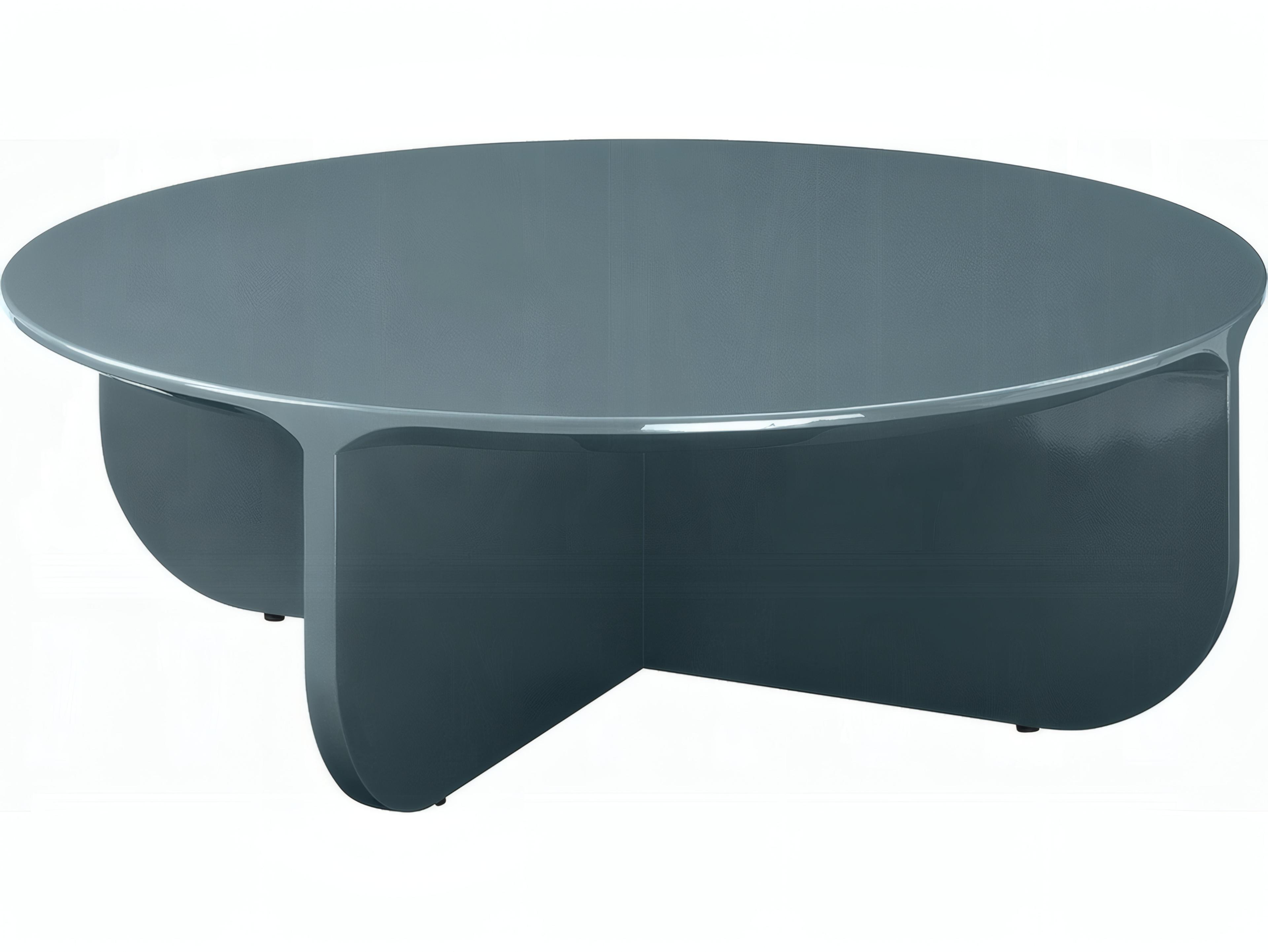 Acme Furniture Lamond Round Wood Teal High Gloss Coffee Table