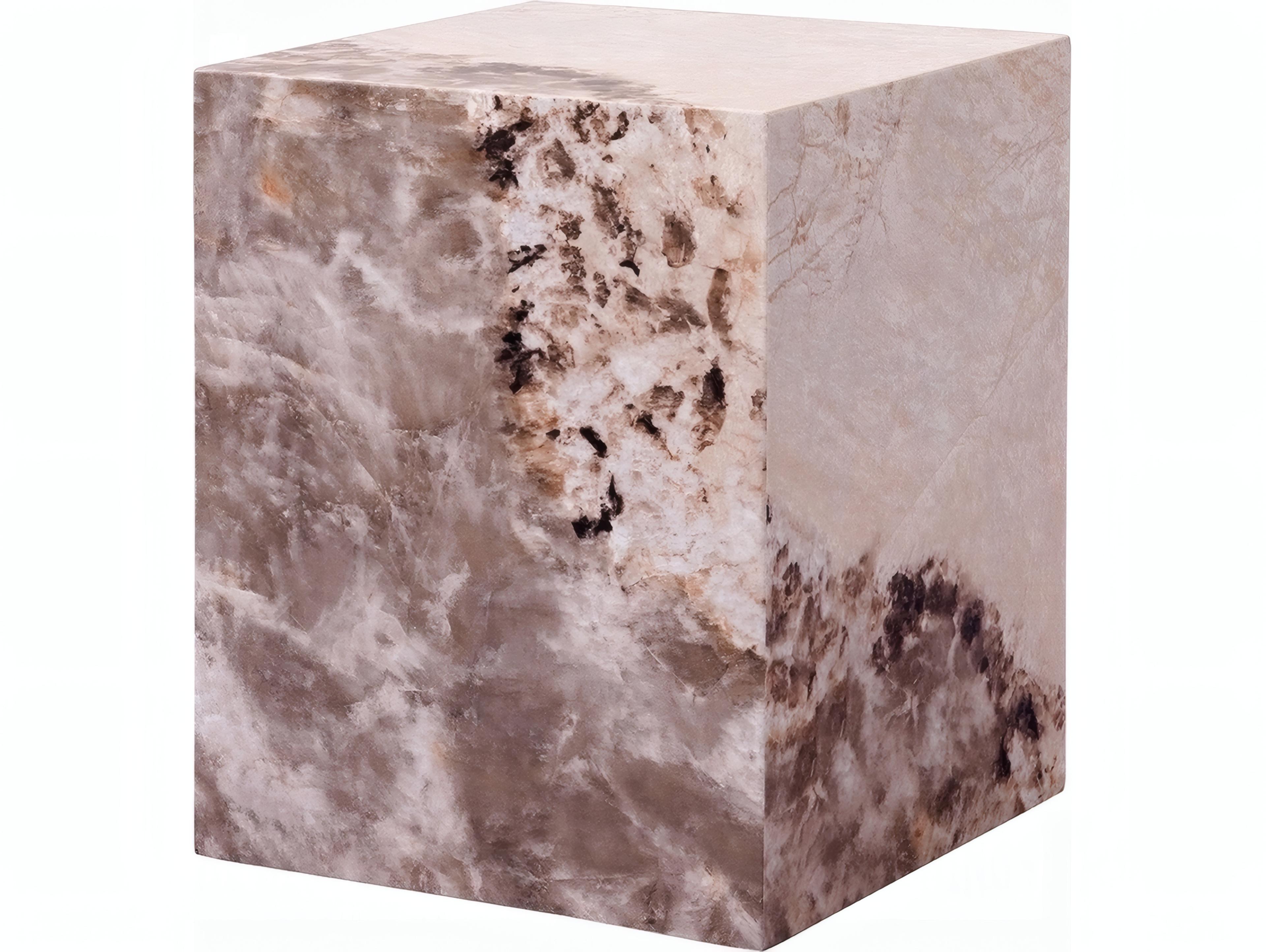 Fultan Square Faux Stone Engineered End Table