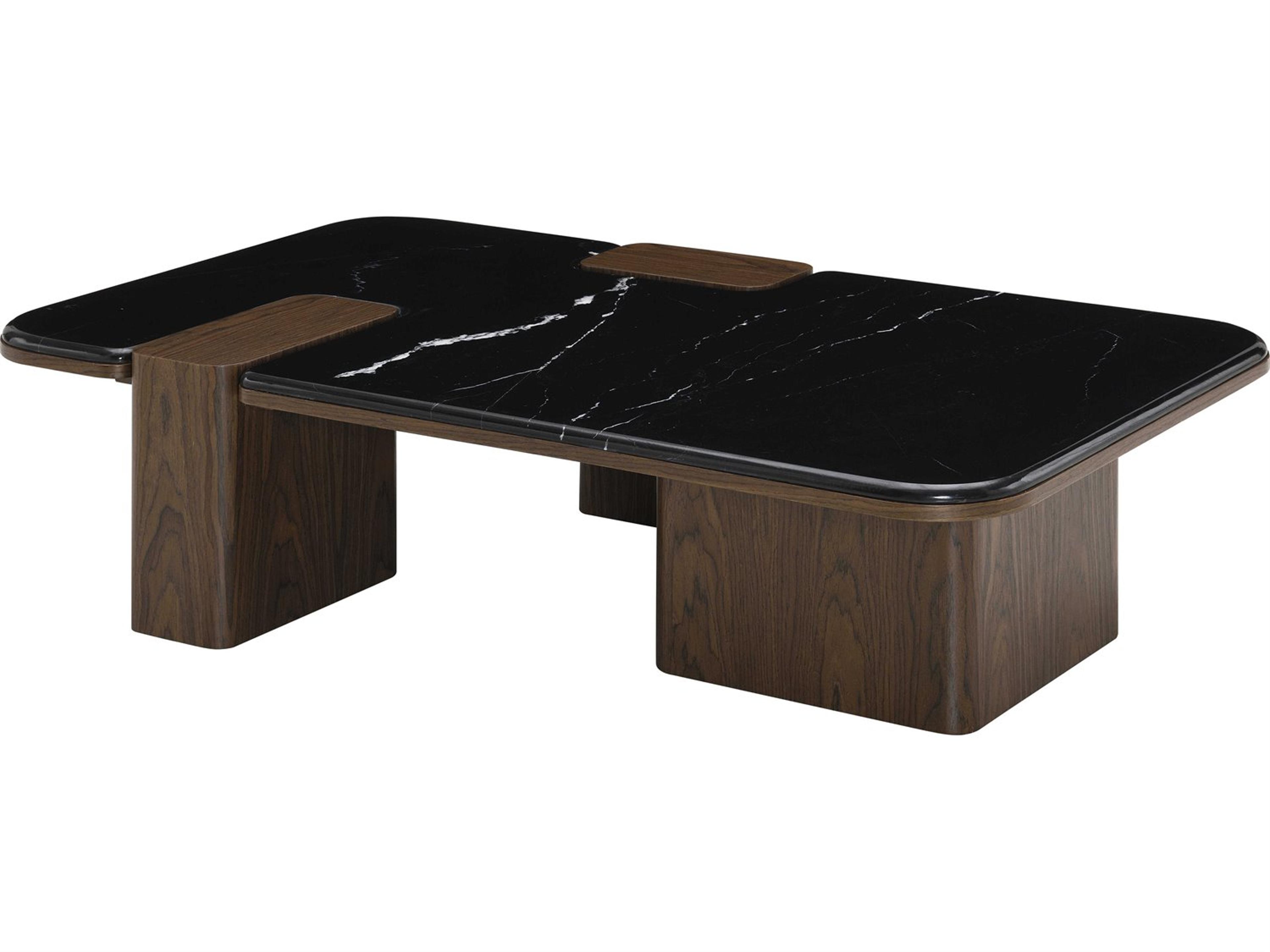 Acme Furniture Dana Rectangular Natural Marble Top Dark Walnut Coffee Table