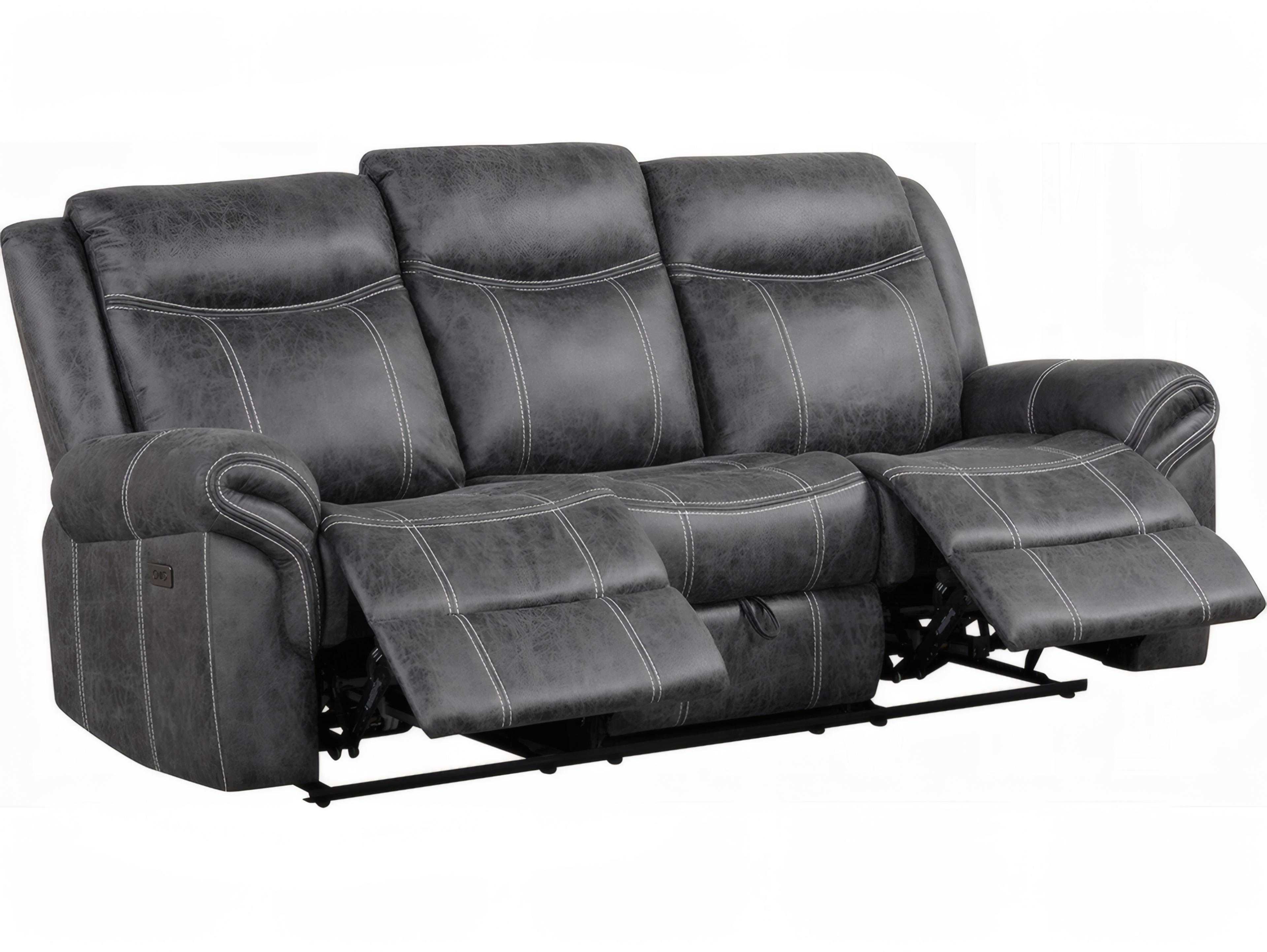 Acme Furniture Zubaida Dark Gray Polish Microfiber Velvet Upholstered Sofa