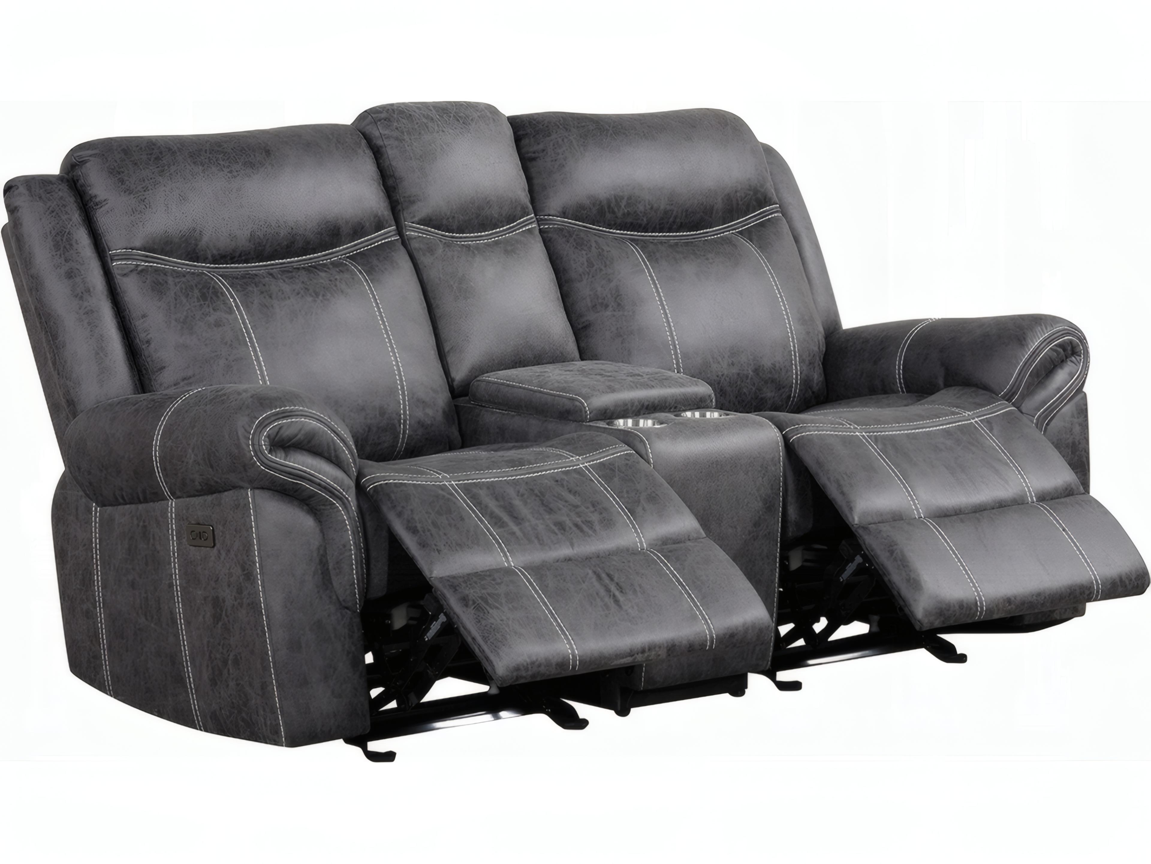 Acme Furniture Zubaida Dark Gray Polish Microfiber Upholstered Loveseat