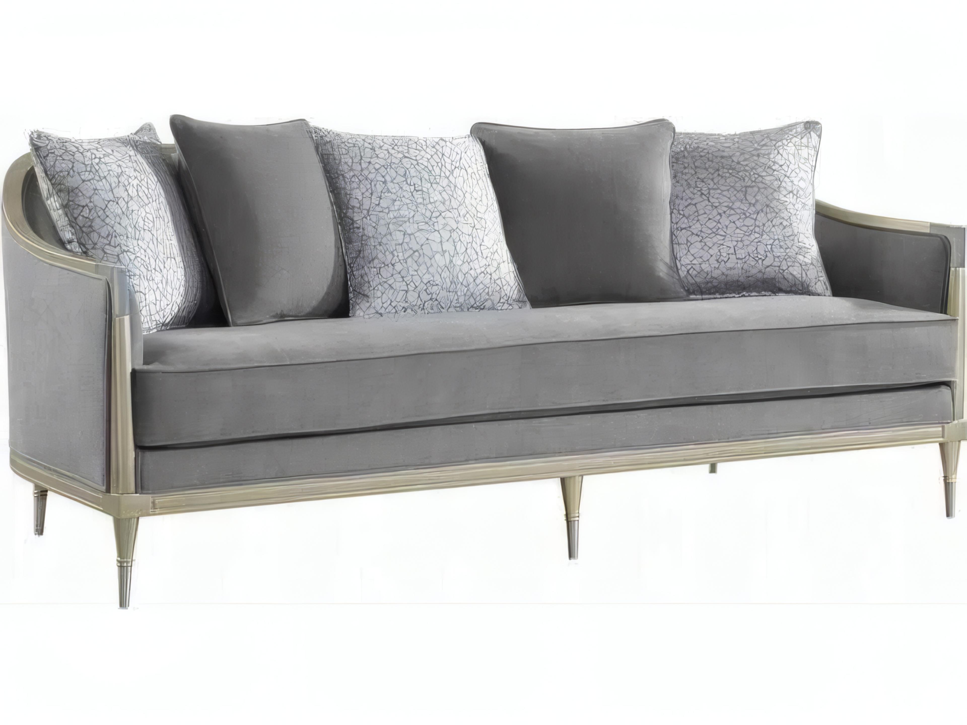 Acme Furniture Fernando Gray Chenille Champagne Upholstered Sofa