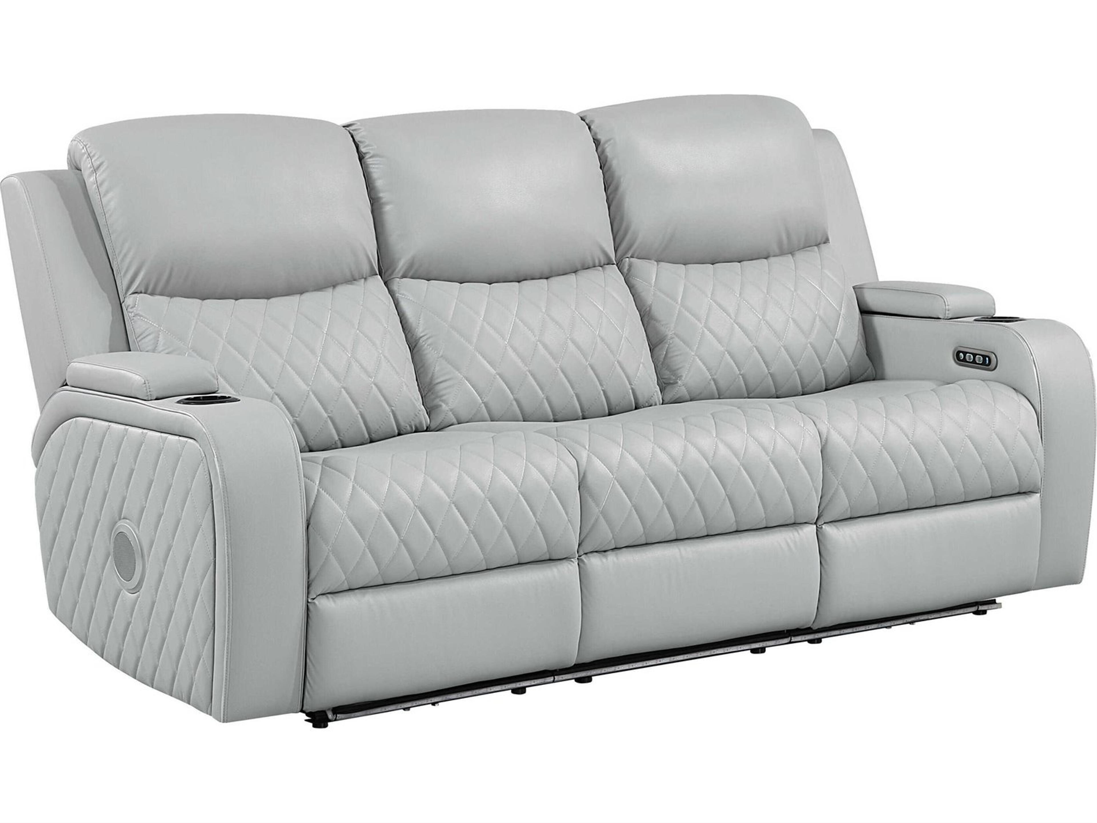 Elonzo Light Gray Synthetic Leather Faux Sofa