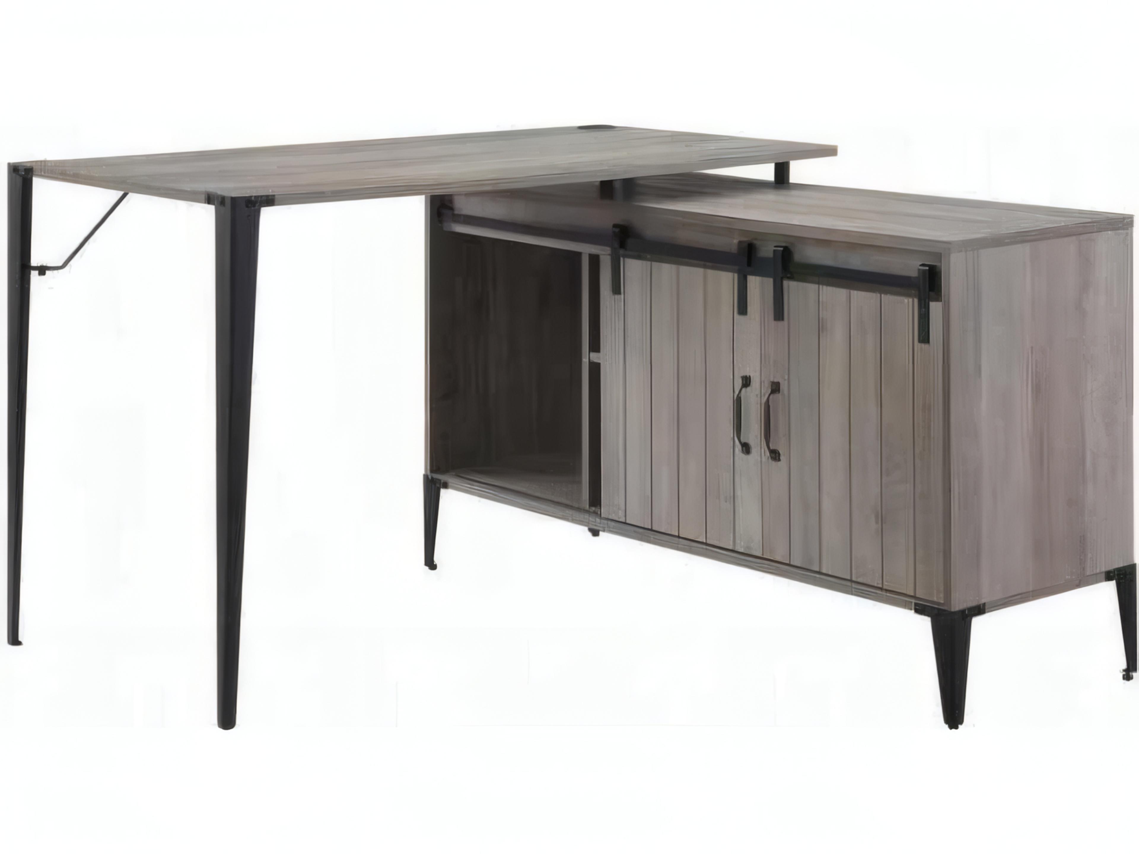 Acme Furniture Zakwani Gray Oak Black L-Shaped Desk