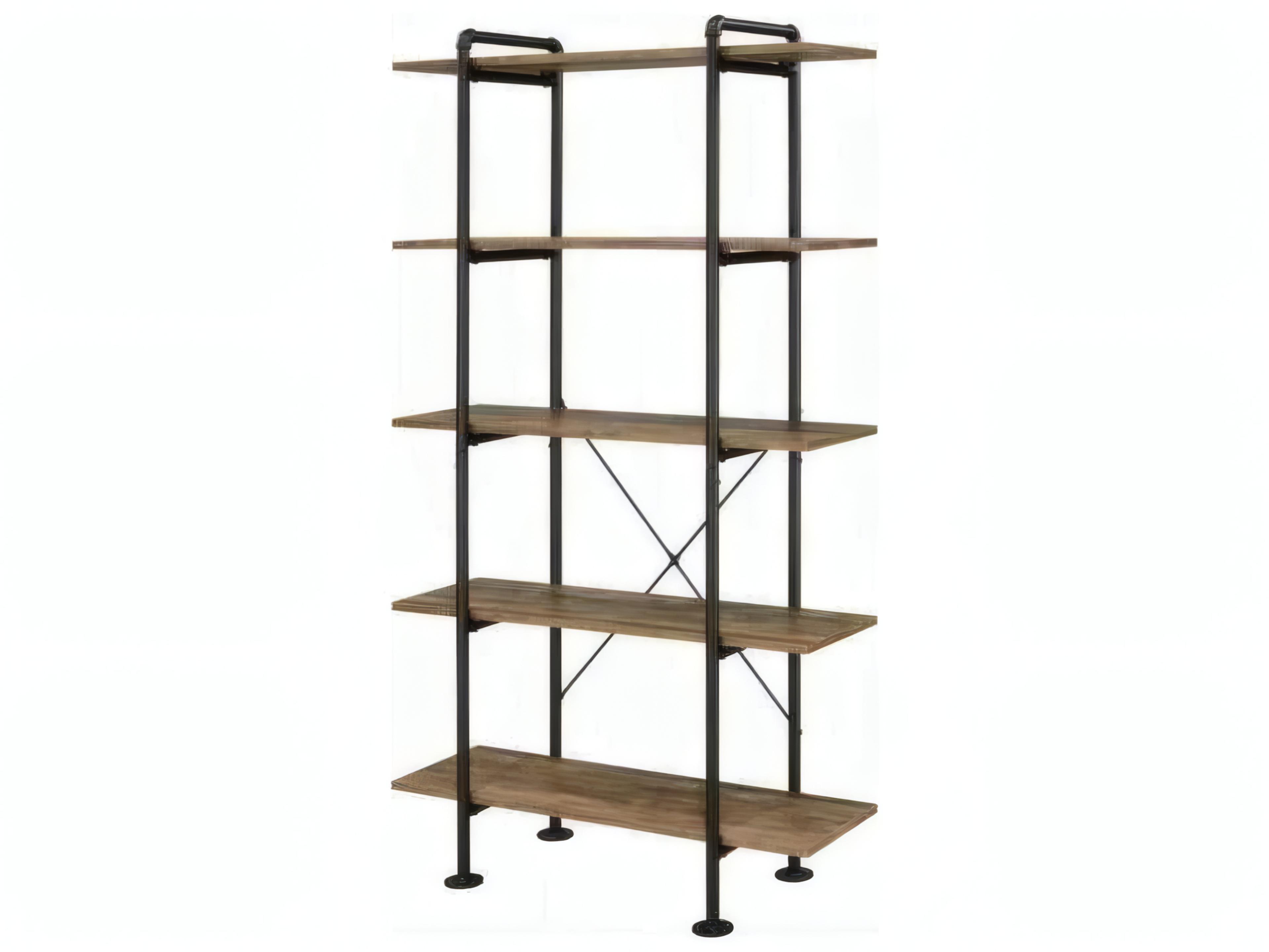 Acme Furniture Rustic Oak Black Bookcase