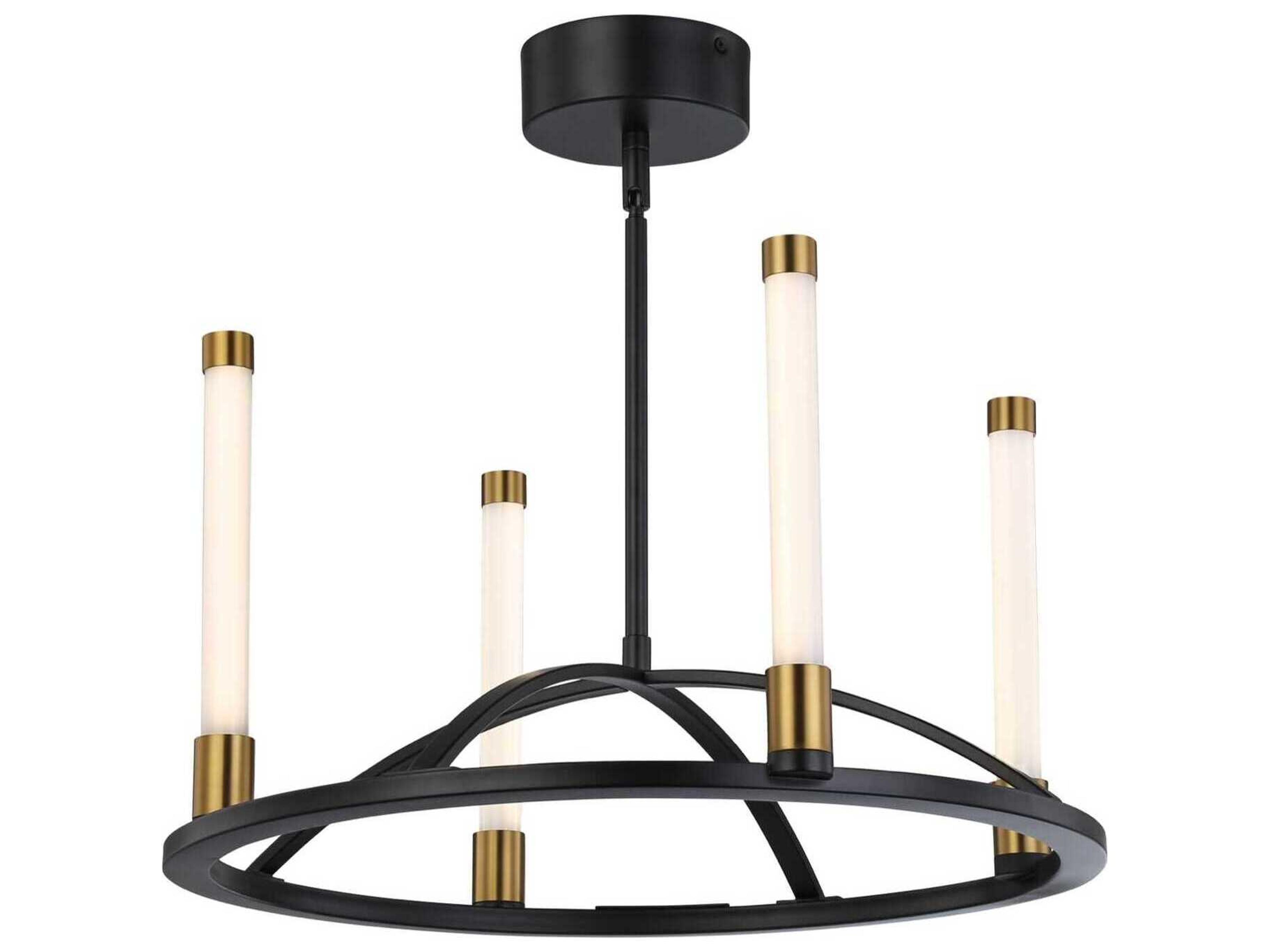 Artcraft Infiniti 4-Light Matte Black Brass Glass LED Cylinder Chandelier