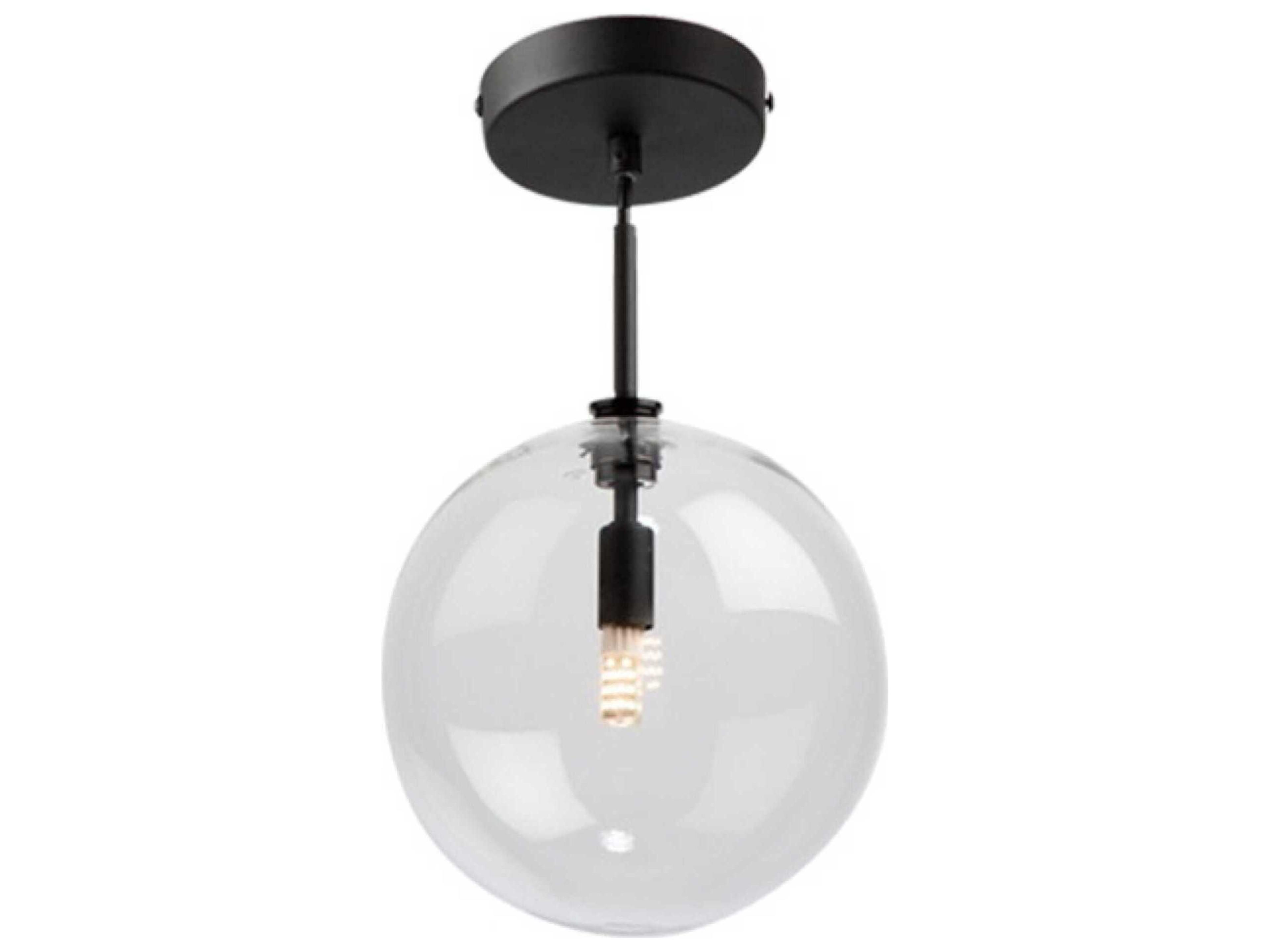 Artcraft Pinpoint 1-Light Black Glass Globe Semi Flush Mount
