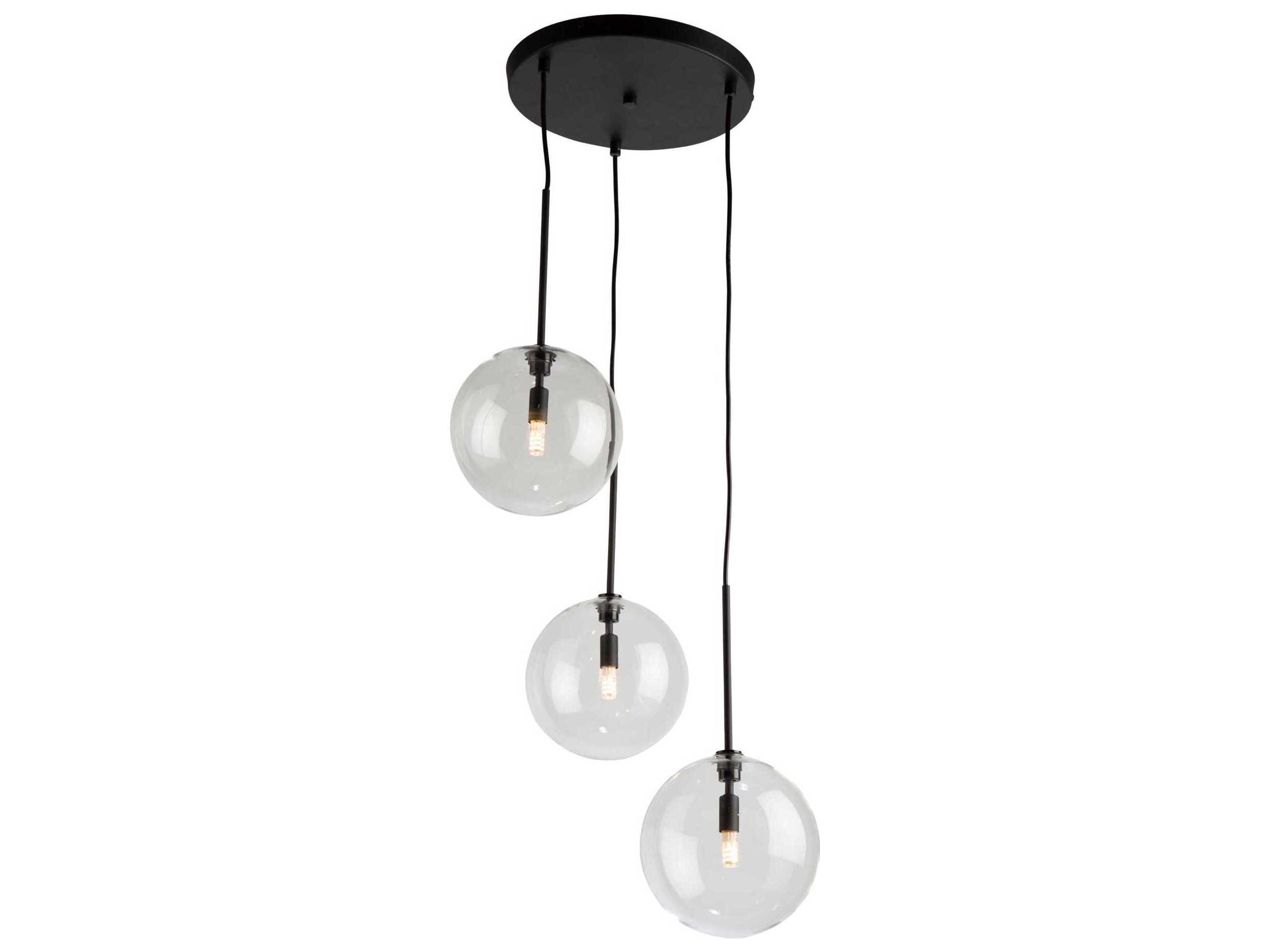 Artcraft Pinpoint 3-Light Black Glass Globe Pendant